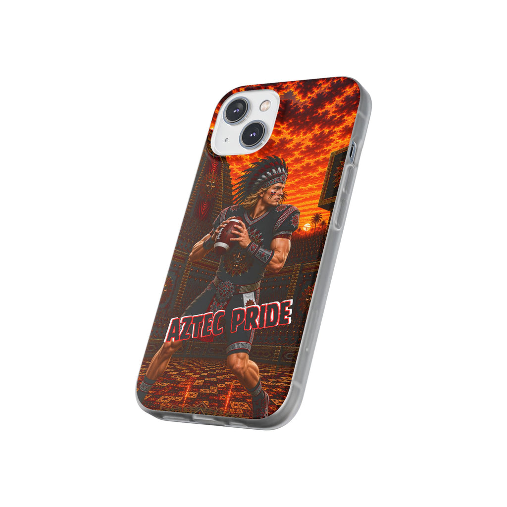 Aztec Football Warrior – Flexi Phone Case (iPhone & Samsung • Clear TPU • Made & Shipped in the USA • 🚚 FREE USA Shipping • Personalized Option)