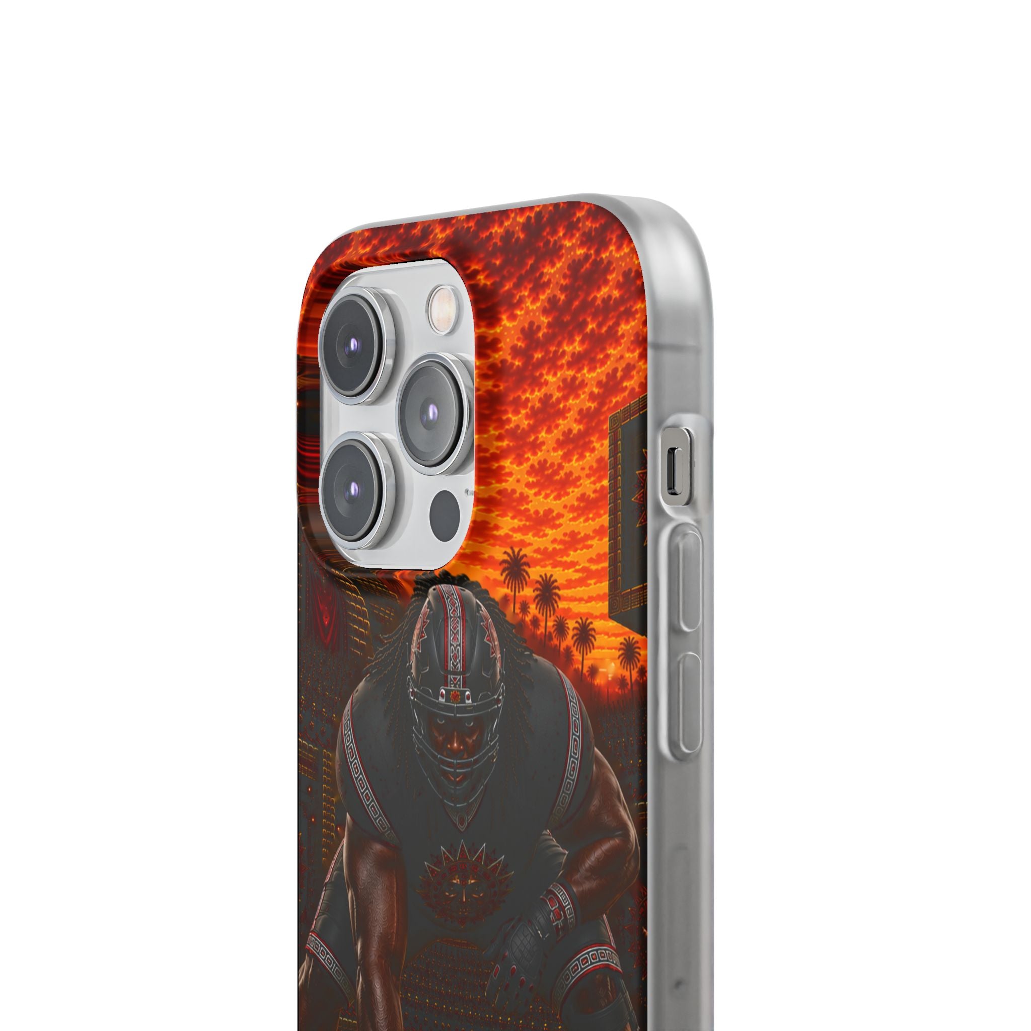 Aztec Football Warrior – Flexi Phone Case (iPhone & Samsung • Clear TPU • Made & Shipped in the USA • 🚚 FREE USA Shipping • Personalized Option)