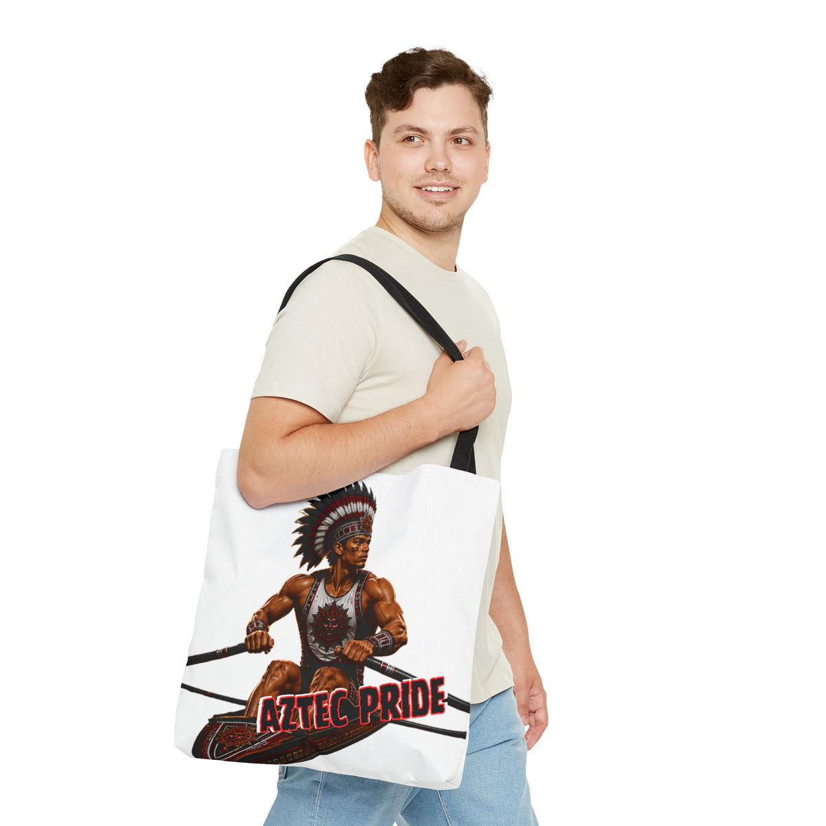 Aztec Rowing Warrior Tote Bag | Aztec-Inspired AI Art • Made & Shipped in the USA • 🚚 FREE USA Shipping • FREE Personalization