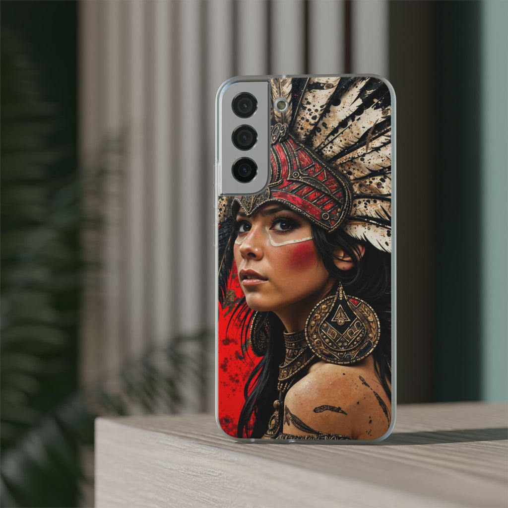 Aztec Moon Goddess – Flexi Phone Case (iPhone & Samsung • Clear TPU • Made in USA • Personalized Option)