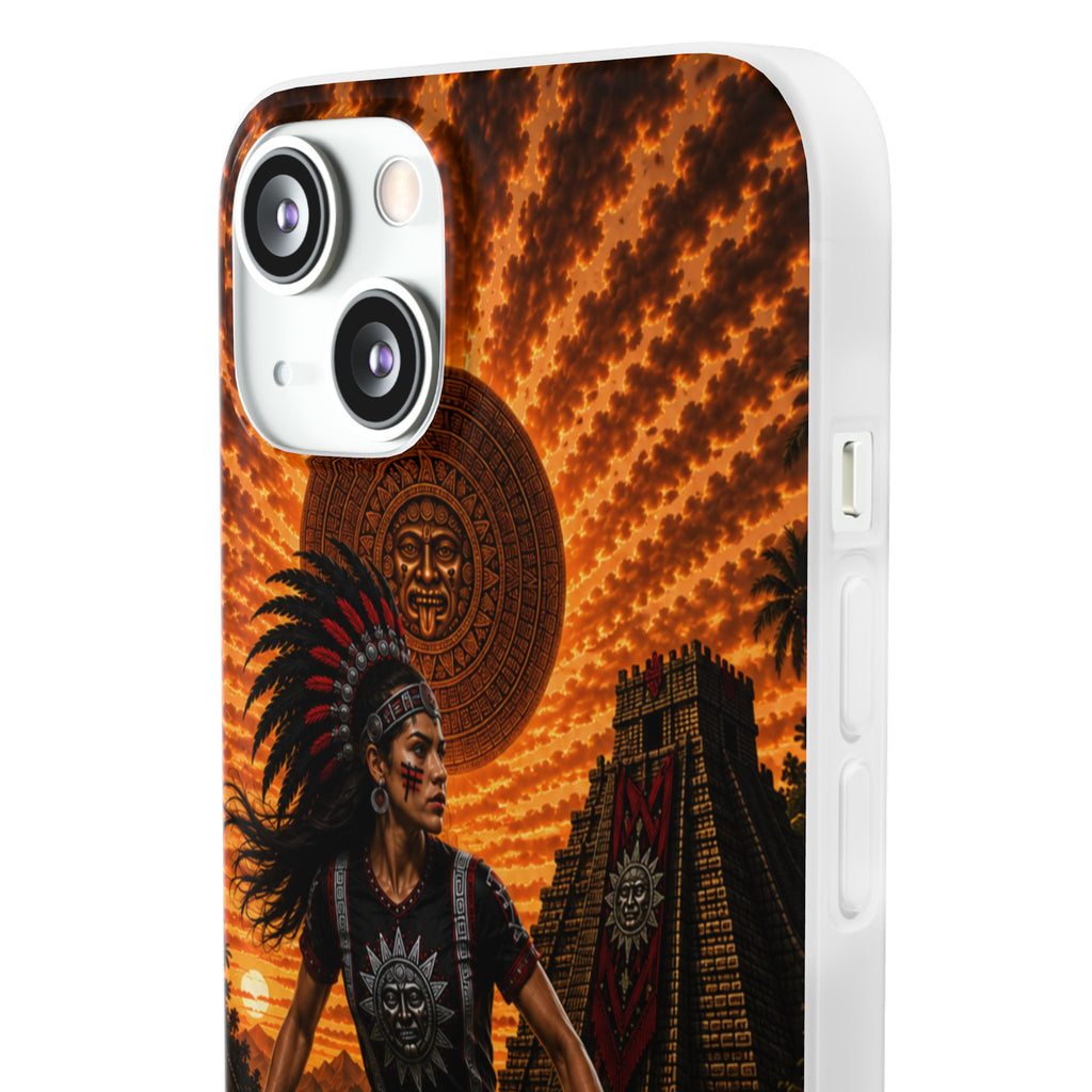 Aztec Soccer Female Warrior – Flexi Phone Case (iPhone & Samsung • Clear TPU • Made & Shipped in the USA • 🚚 FREE USA Shipping • Personalized Option)