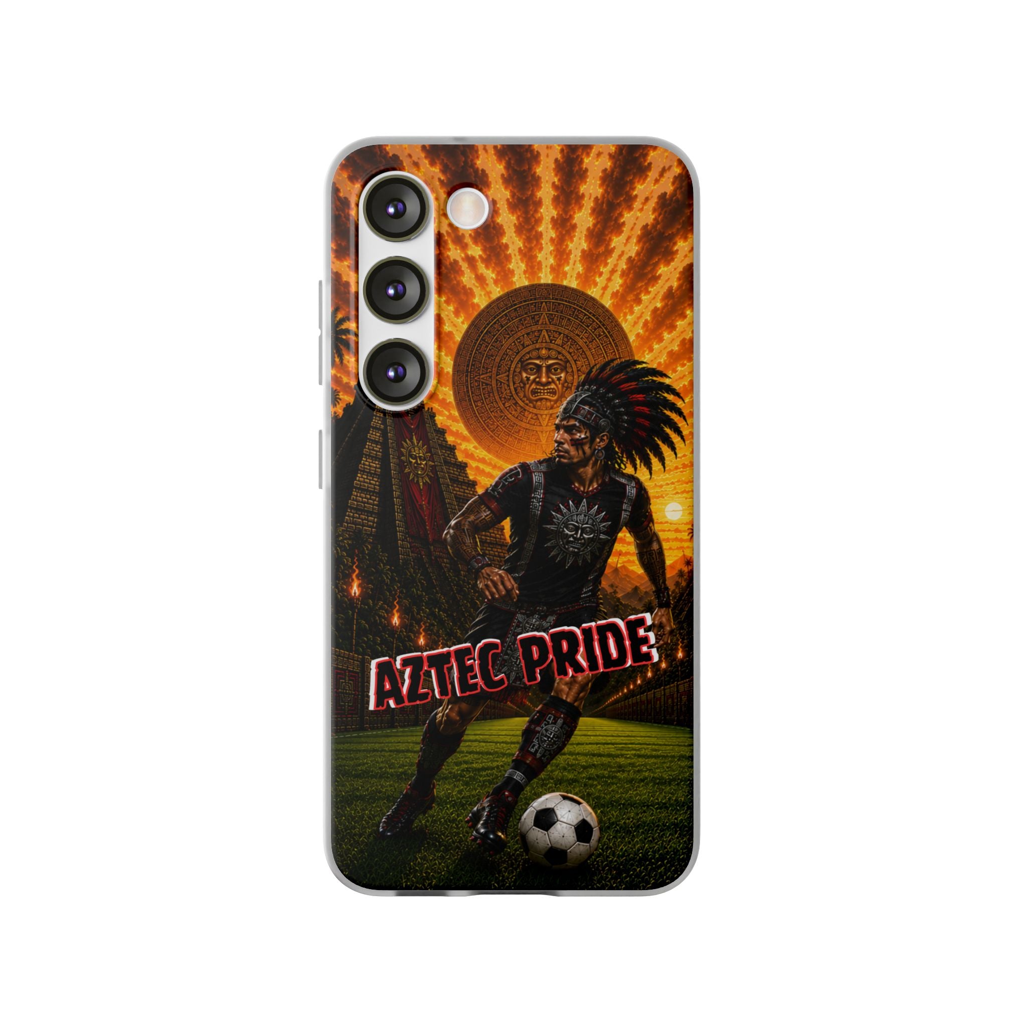 Aztec Soccer Male Warrior – Flexi Phone Case (iPhone & Samsung • Clear TPU • Made & Shipped in the USA • 🚚 FREE USA Shipping • Personalized Option)