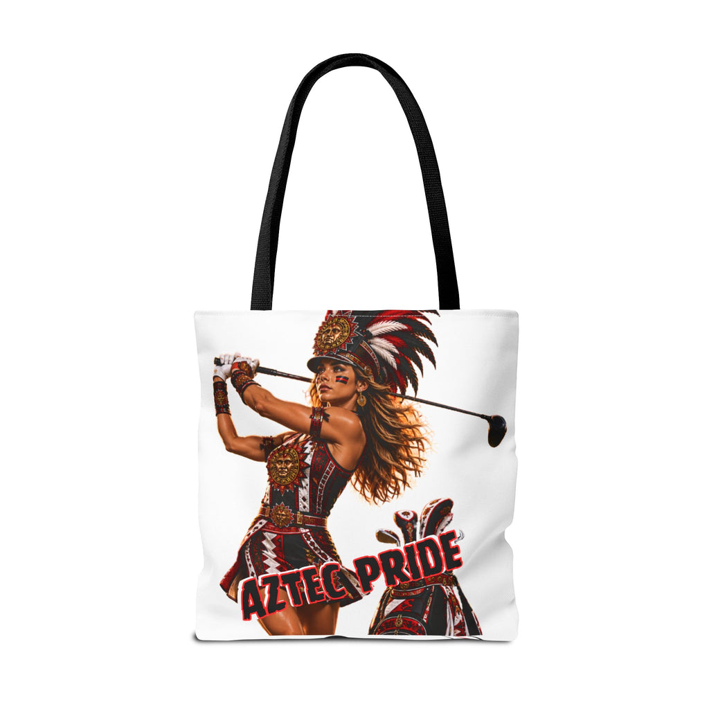 Aztec Golf Female Warrior Tote Bag | Aztec-Inspired AI Art • Made & Shipped in the USA • 🚚 FREE USA Shipping • FREE Personalization