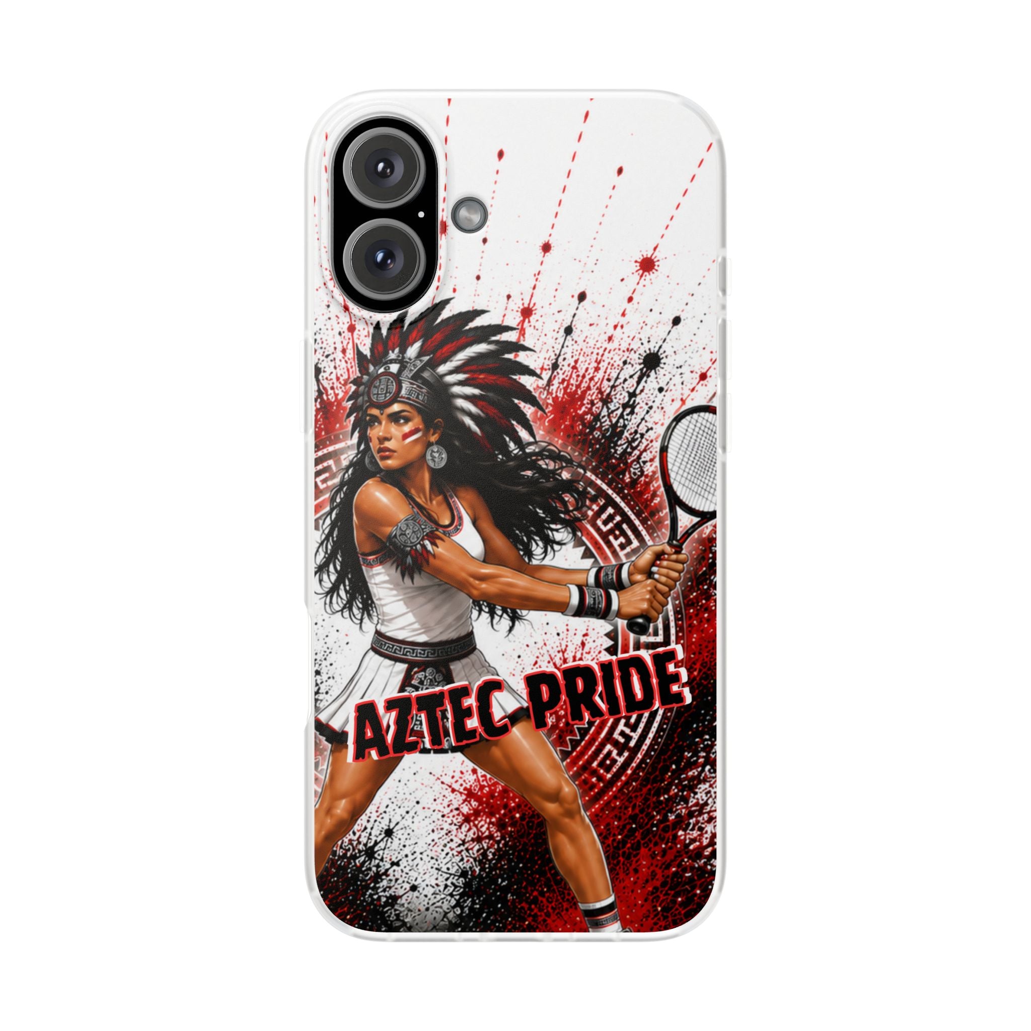 Aztec Tennis Female Warrior – Flexi Phone Case (iPhone & Samsung • Clear TPU • Made & Shipped in the USA • 🚚 FREE USA Shipping • Personalized Option)