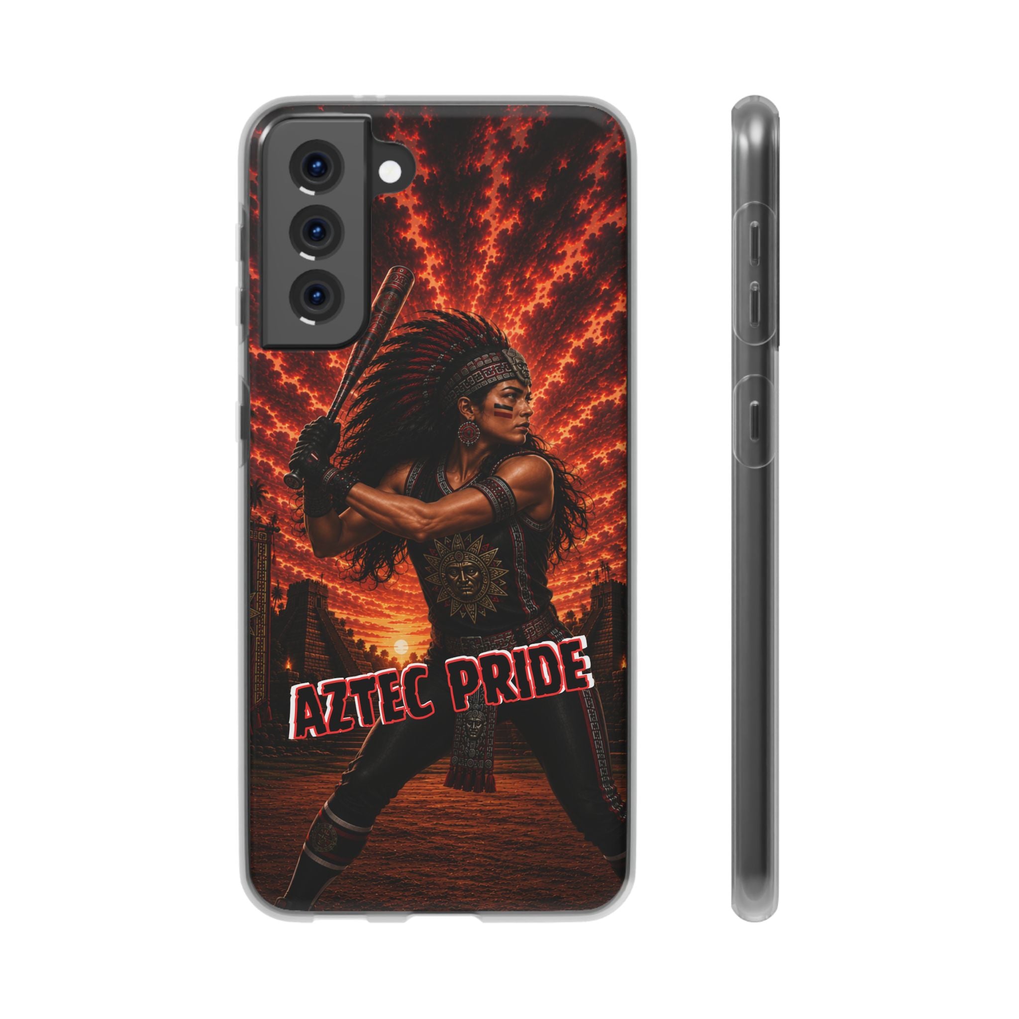 Aztec Softball Warrior – Flexi Phone Case (iPhone & Samsung • Clear TPU • Made & Shipped in the USA • 🚚 FREE USA Shipping • Personalized Option)