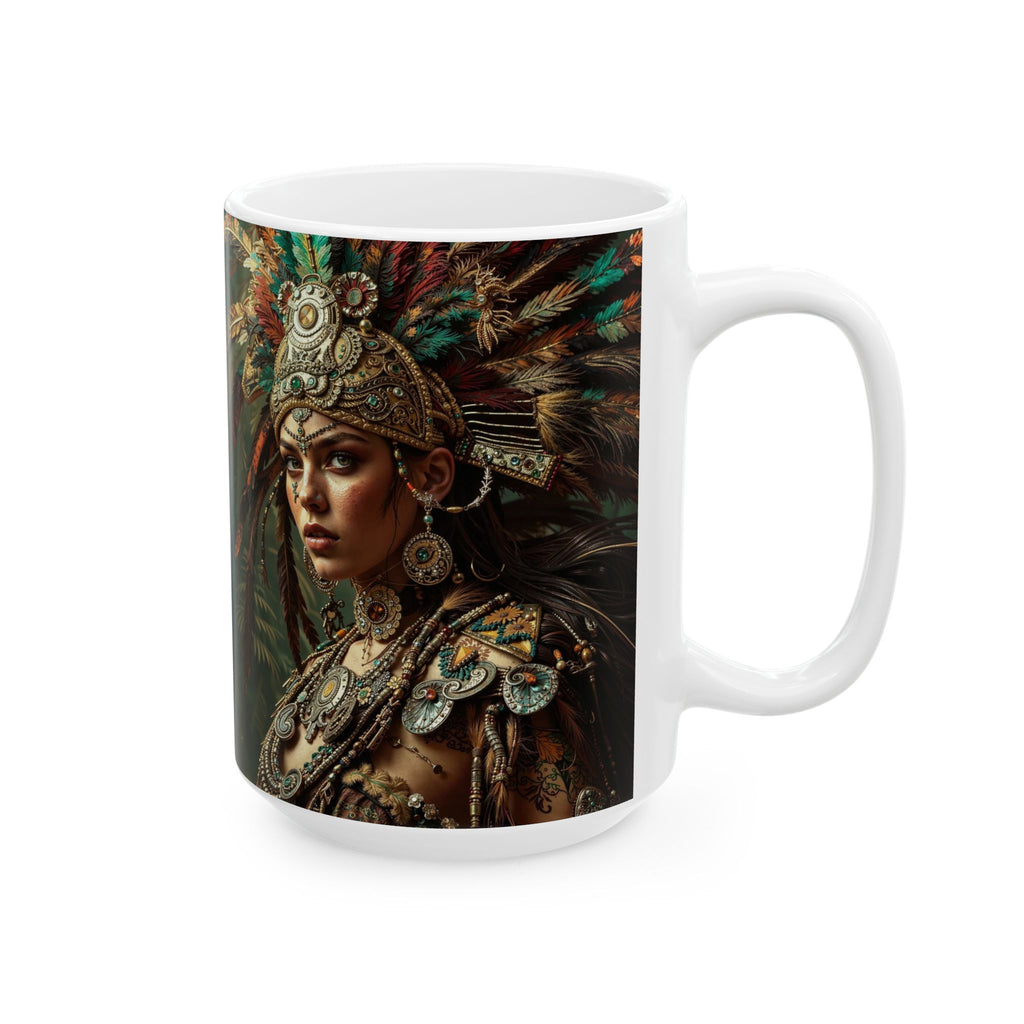 Aztec Warrior Goddess – Ceramic Mug (11oz, 15oz • Dishwasher & Microwave Safe • Made in USA • Personalized Option)
