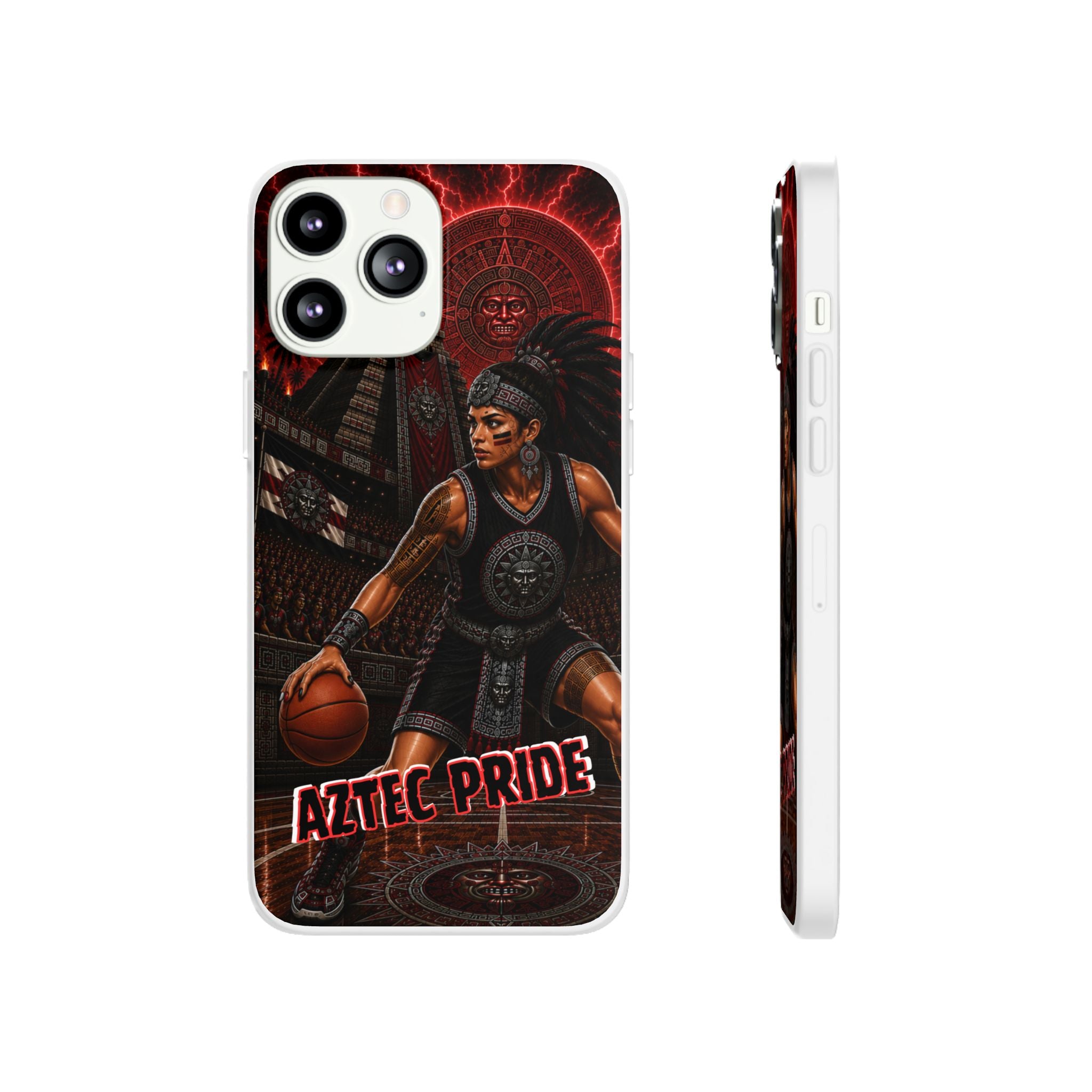 Aztec Basketball Female Warrior – Flexi Phone Case (iPhone & Samsung • Clear TPU • Made & Shipped in the USA • 🚚 FREE USA Shipping • Personalized Option)