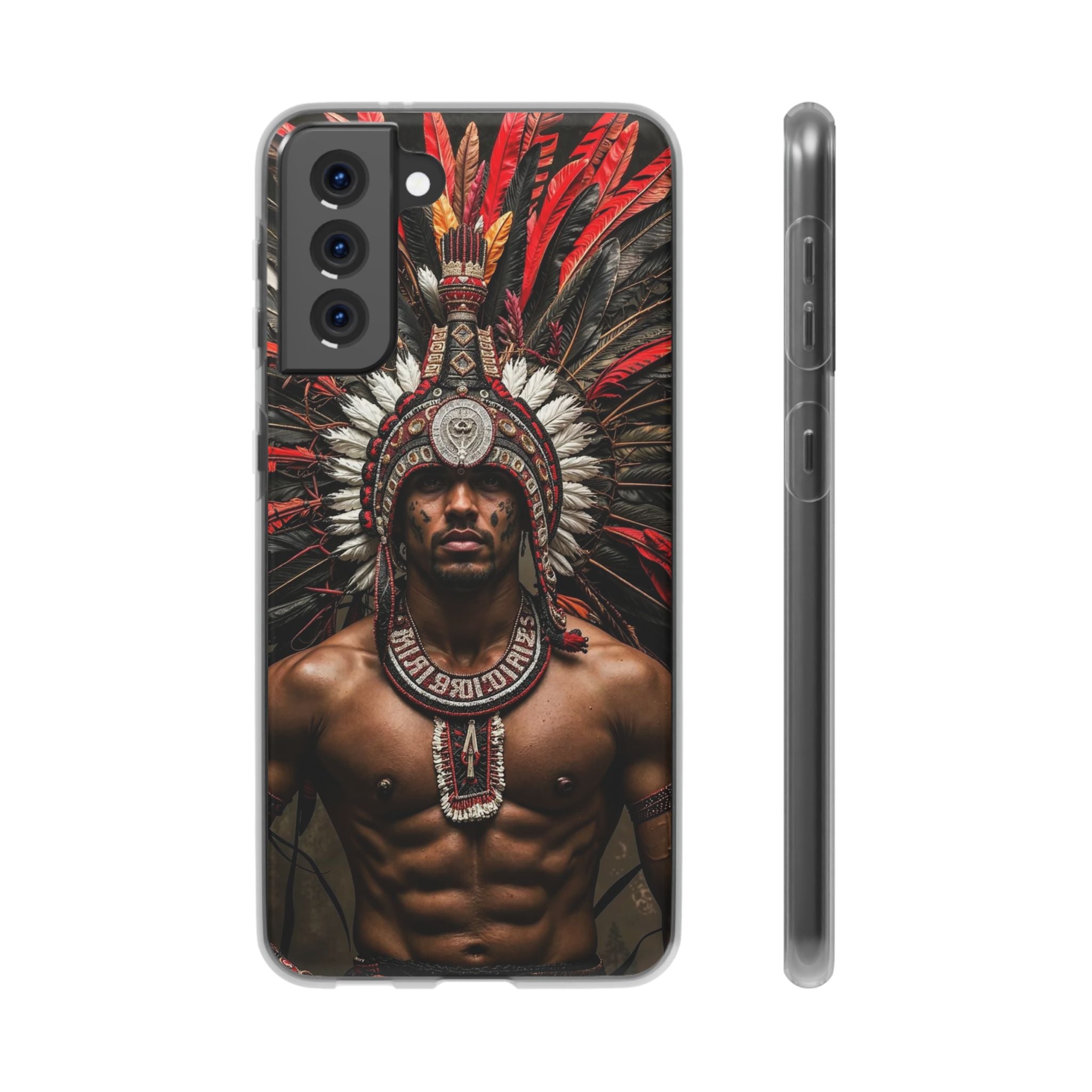 Aztec Warrior Eagle – Flexi Phone Case (iPhone & Samsung • Clear TPU • Made in USA • Personalized Option)