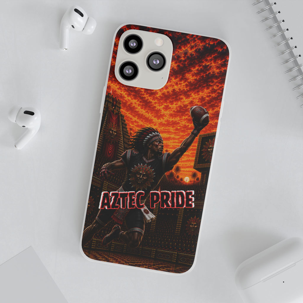 Aztec Football Warrior – Flexi Phone Case (iPhone & Samsung • Clear TPU • Made & Shipped in the USA • 🚚 FREE USA Shipping • Personalized Option)