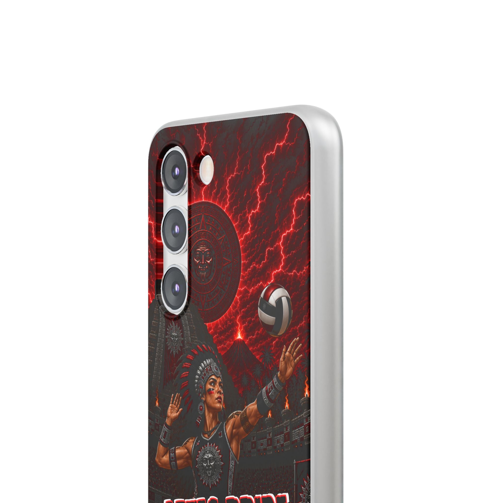 Aztec Volleyball Warrior – Flexi Phone Case (iPhone & Samsung • Clear TPU • Made & Shipped in the USA • 🚚 FREE USA Shipping • Personalized Option)