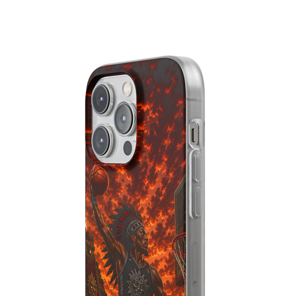 Aztec Basketball Male Warrior – Flexi Phone Case (iPhone & Samsung • Clear TPU • Made & Shipped in the USA • 🚚 FREE USA Shipping • Personalized Option)