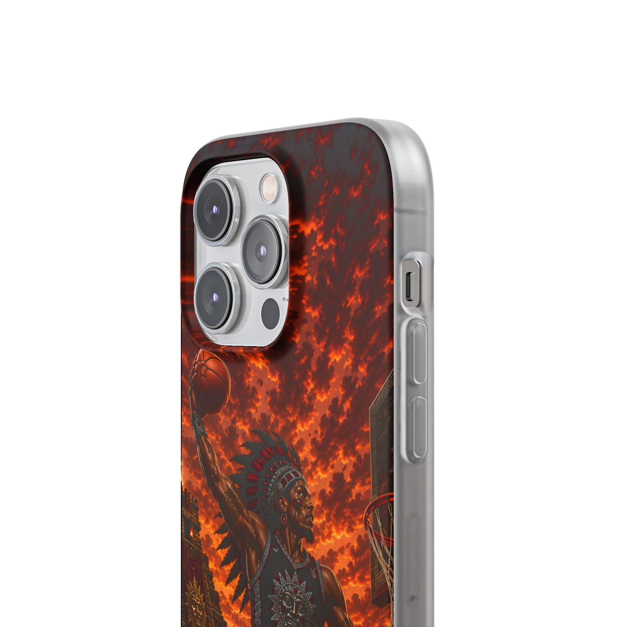 Aztec Basketball Male Warrior – Flexi Phone Case (iPhone & Samsung • Clear TPU • Made & Shipped in the USA • 🚚 FREE USA Shipping • Personalized Option)