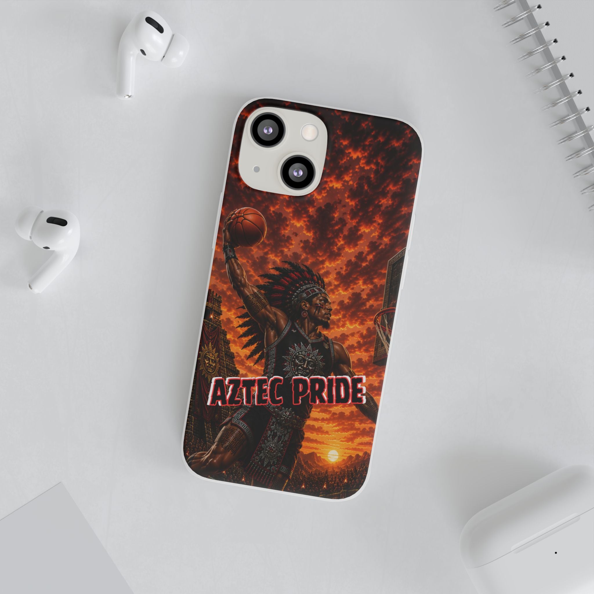 Aztec Basketball Male Warrior – Flexi Phone Case (iPhone & Samsung • Clear TPU • Made & Shipped in the USA • 🚚 FREE USA Shipping • Personalized Option)