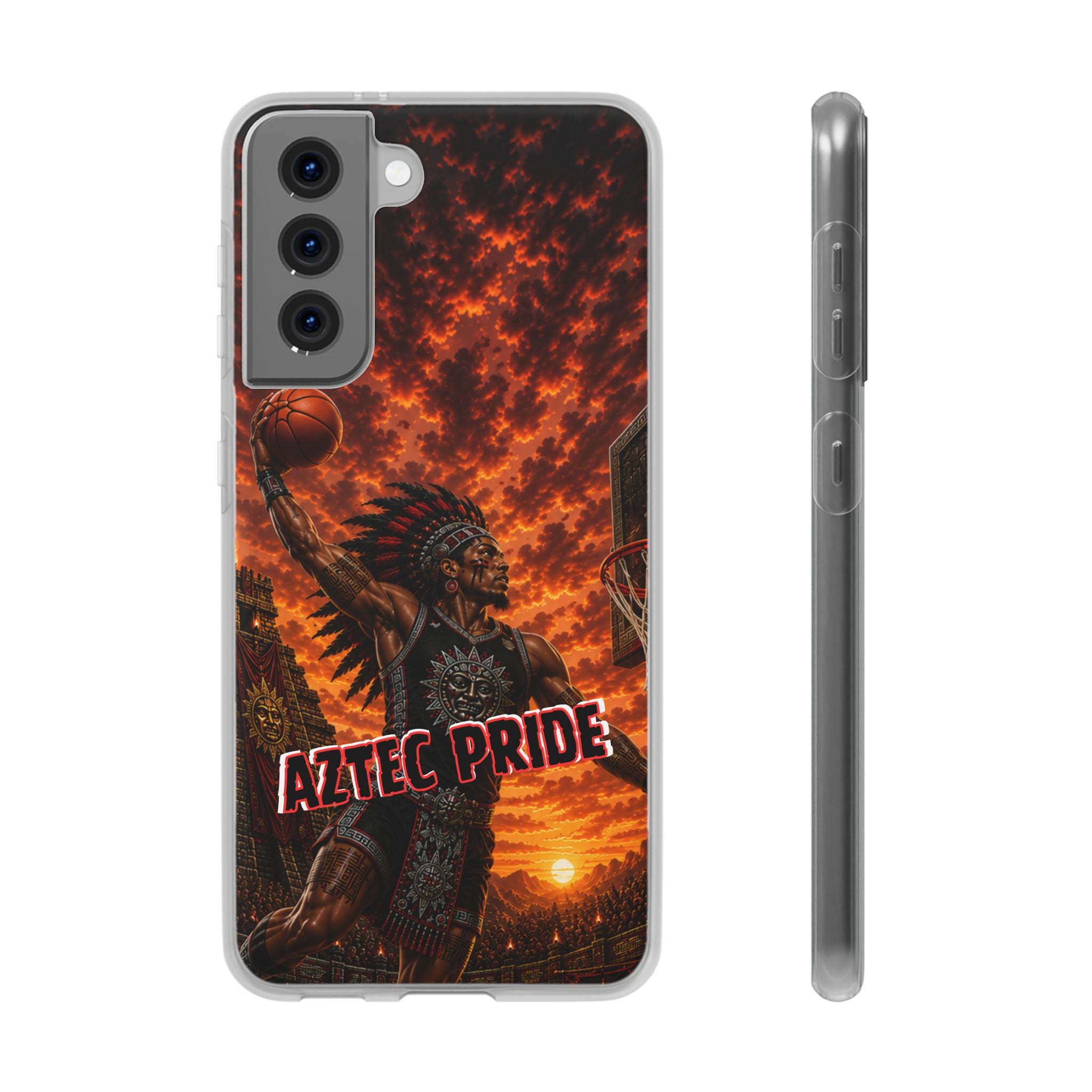 Aztec Basketball Male Warrior – Flexi Phone Case (iPhone & Samsung • Clear TPU • Made & Shipped in the USA • 🚚 FREE USA Shipping • Personalized Option)