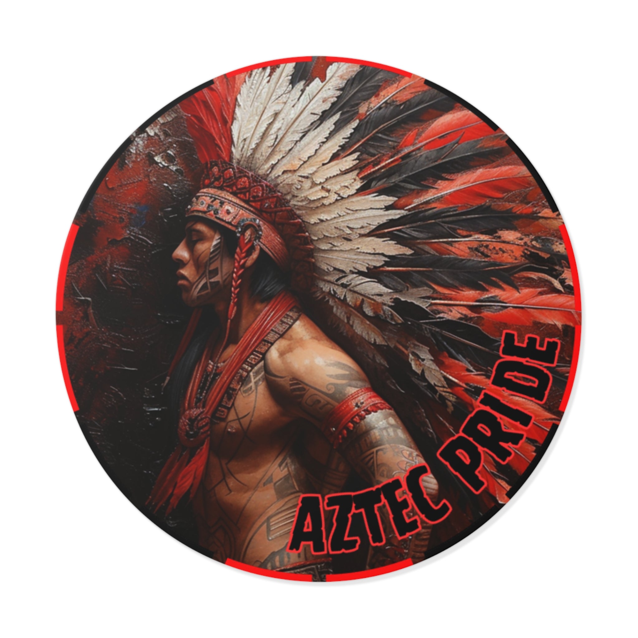 Aztec Noble Warrior Round Vinyl Sticker – Waterproof Matte Decal (2”–6”)