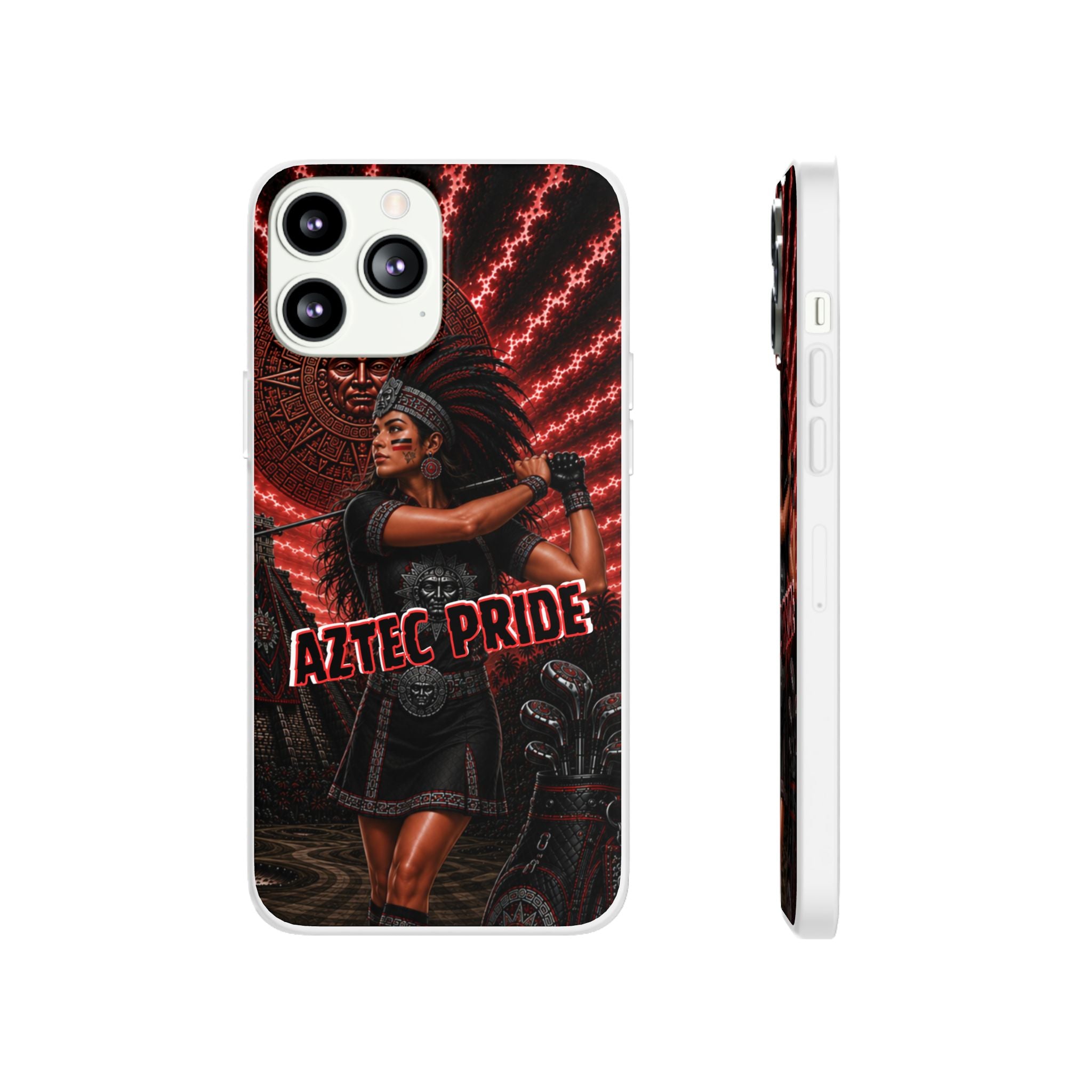 Aztec Golf Female Warrior – Flexi Phone Case (iPhone & Samsung • Clear TPU • Made & Shipped in the USA • 🚚 FREE USA Shipping • Personalized Option)