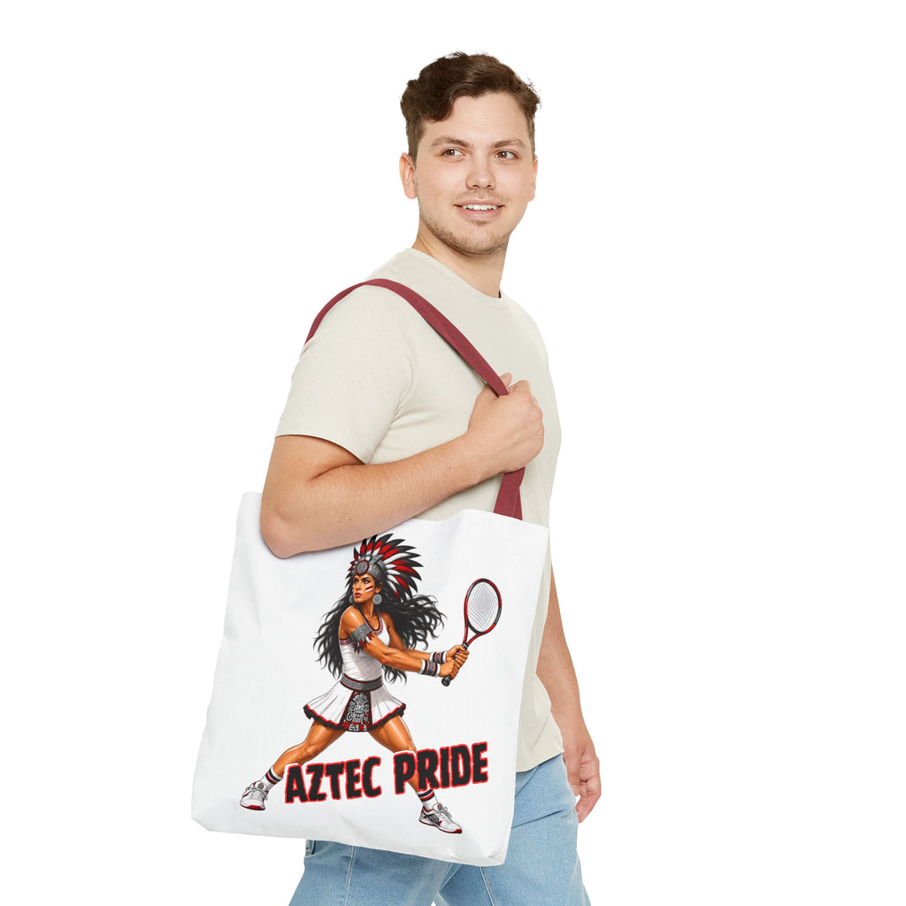 Aztec Tennis Female Warrior Tote Bag | Aztec-Inspired AI Art • Made & Shipped in the USA • 🚚 FREE USA Shipping • FREE Personalization