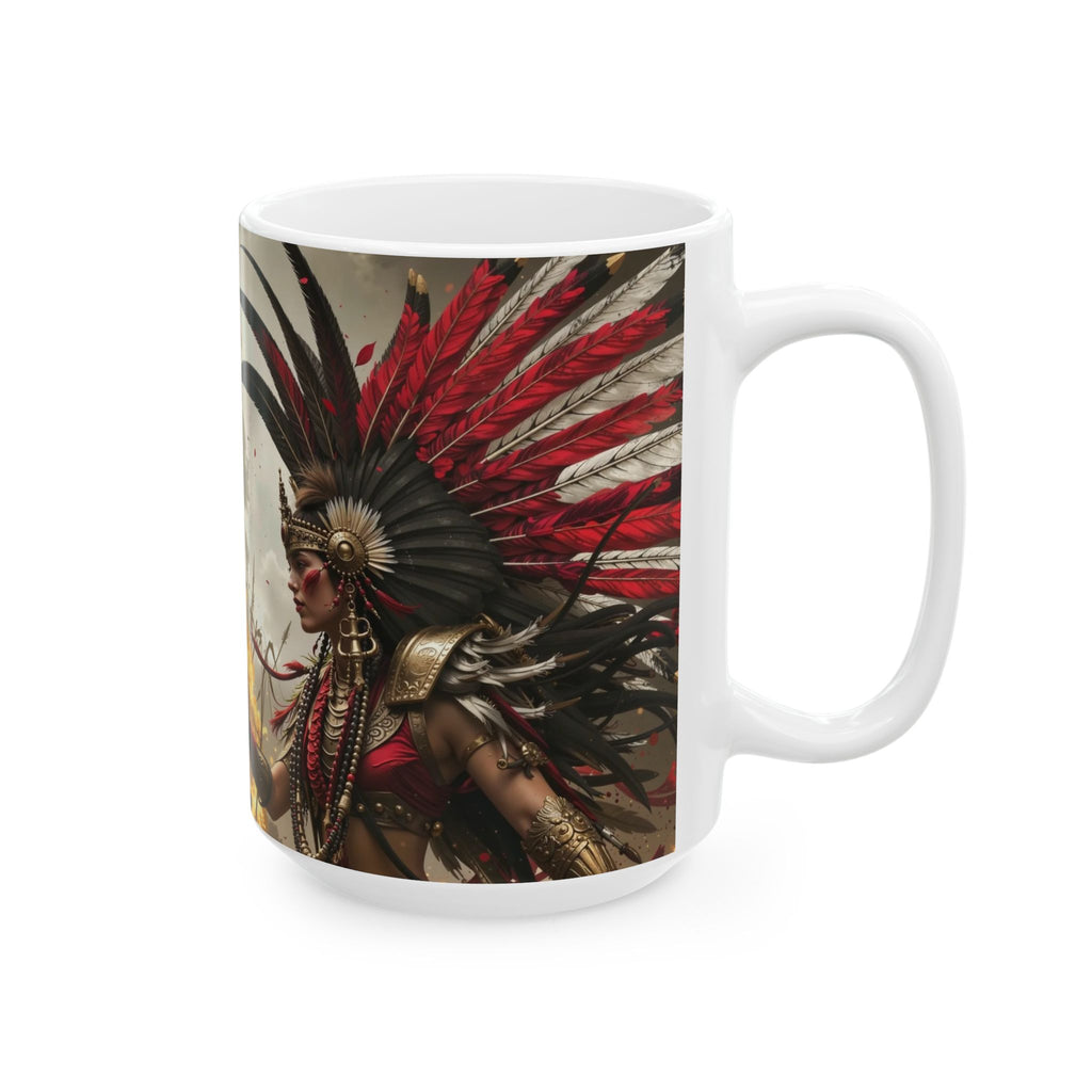 Aztec Warrior Queen – Ceramic Mug (11oz, 15oz • Dishwasher & Microwave Safe • Made in USA • Personalized Option)