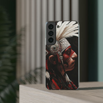 Aztec Warrior King – Flexi Phone Case (iPhone & Samsung • Clear TPU • Made in USA • Personalized Option)
