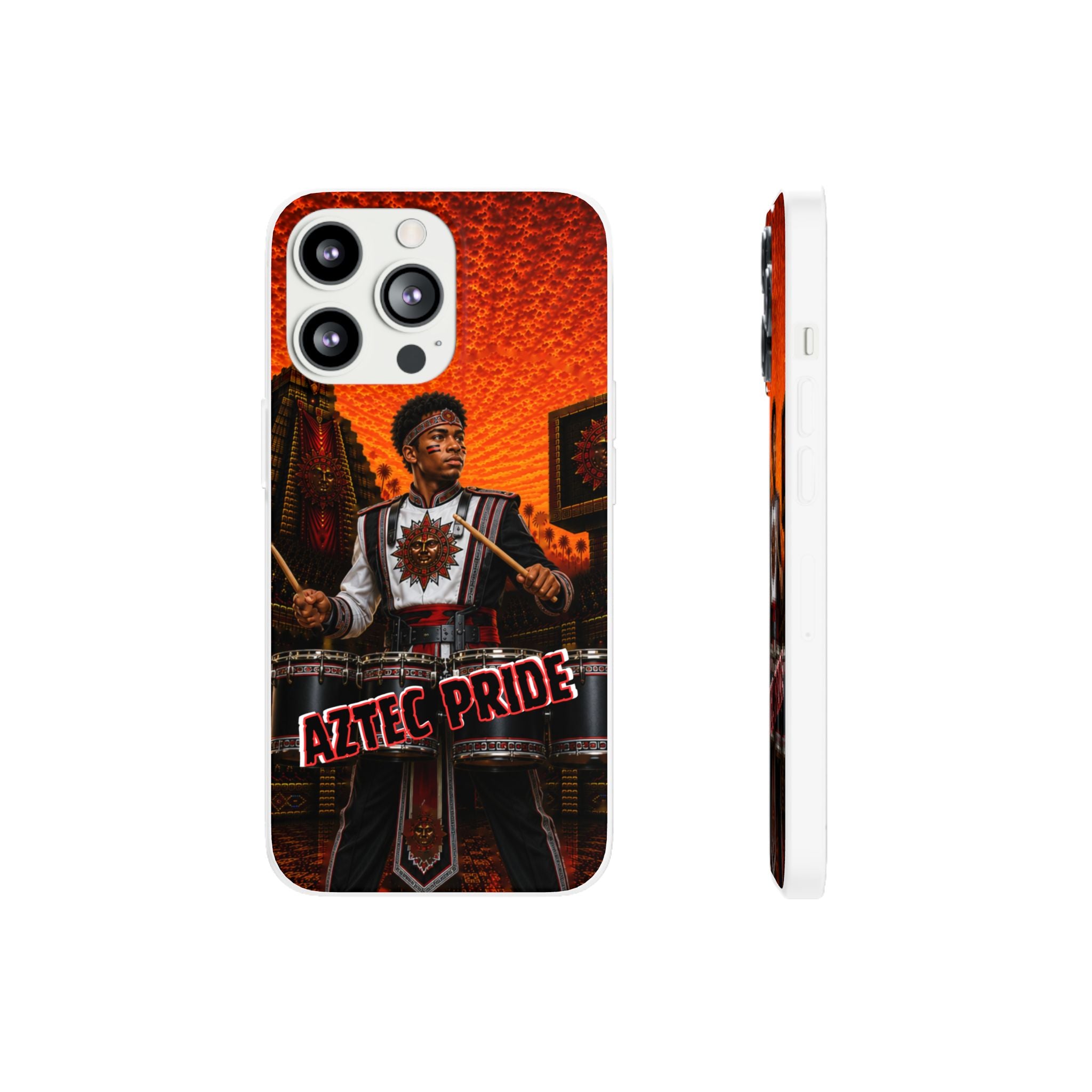 Aztec Band Warrior – Flexi Phone Case (iPhone & Samsung • Clear TPU • Made & Shipped in the USA • 🚚 FREE USA Shipping • Personalized Option)