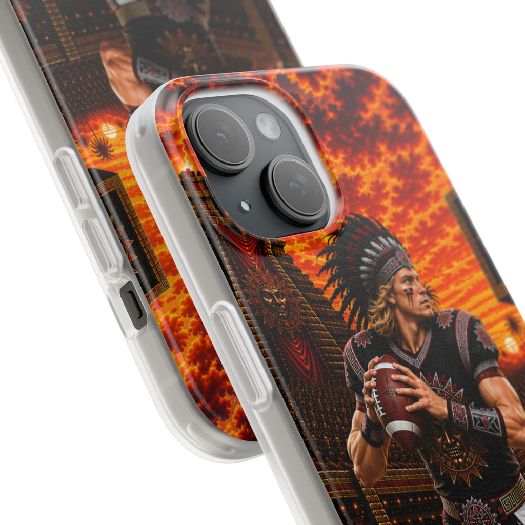Aztec Football Warrior – Flexi Phone Case (iPhone & Samsung • Clear TPU • Made & Shipped in the USA • 🚚 FREE USA Shipping • Personalized Option)