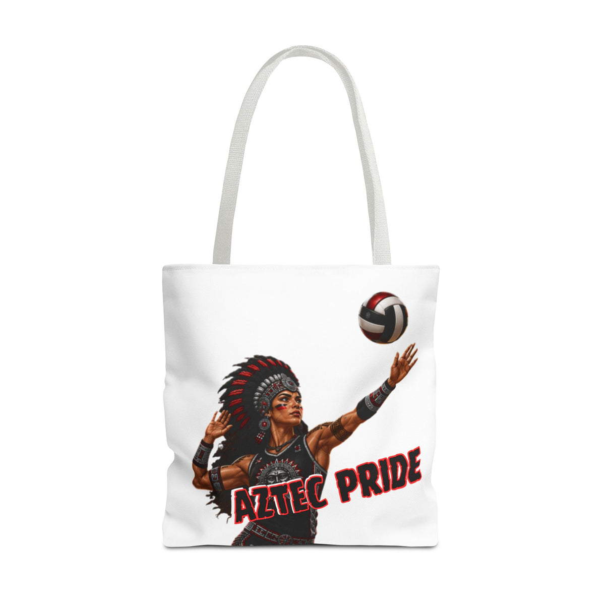 Aztec Volleyball Warrior Tote Bag | Aztec-Inspired AI Art • Made & Shipped in the USA • 🚚 FREE USA Shipping • FREE Personalization