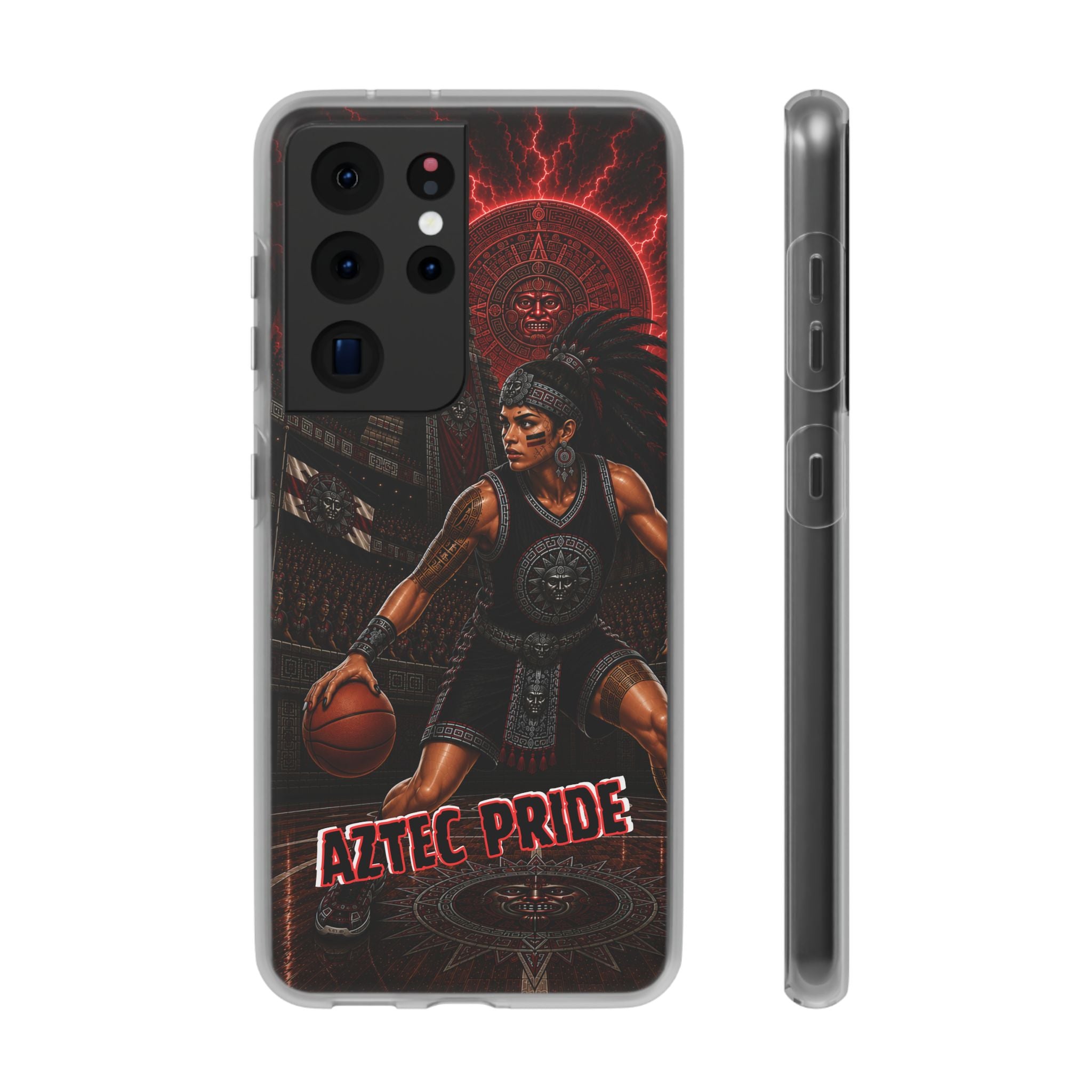 Aztec Basketball Female Warrior – Flexi Phone Case (iPhone & Samsung • Clear TPU • Made & Shipped in the USA • 🚚 FREE USA Shipping • Personalized Option)