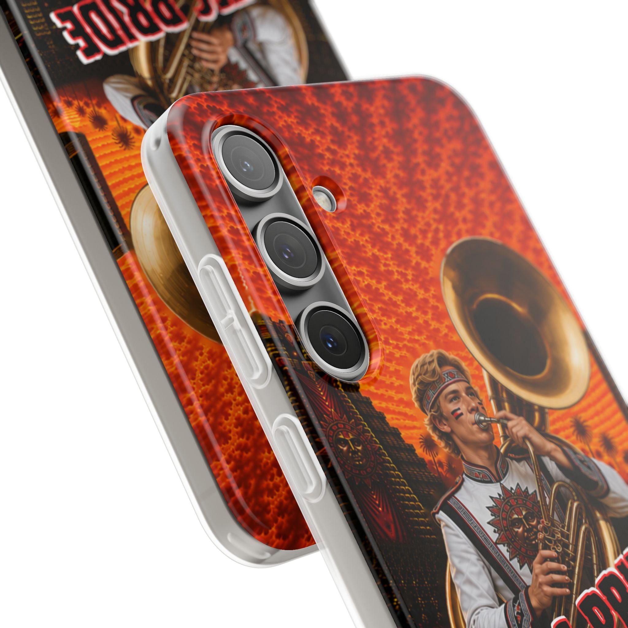 Aztec Band Warrior – Flexi Phone Case (iPhone & Samsung • Clear TPU • Made & Shipped in the USA • 🚚 FREE USA Shipping • Personalized Option)