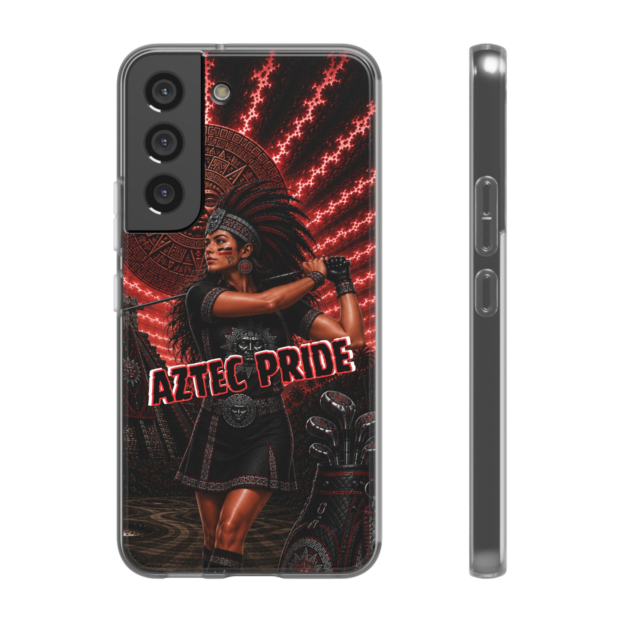 Aztec Golf Female Warrior – Flexi Phone Case (iPhone & Samsung • Clear TPU • Made & Shipped in the USA • 🚚 FREE USA Shipping • Personalized Option)