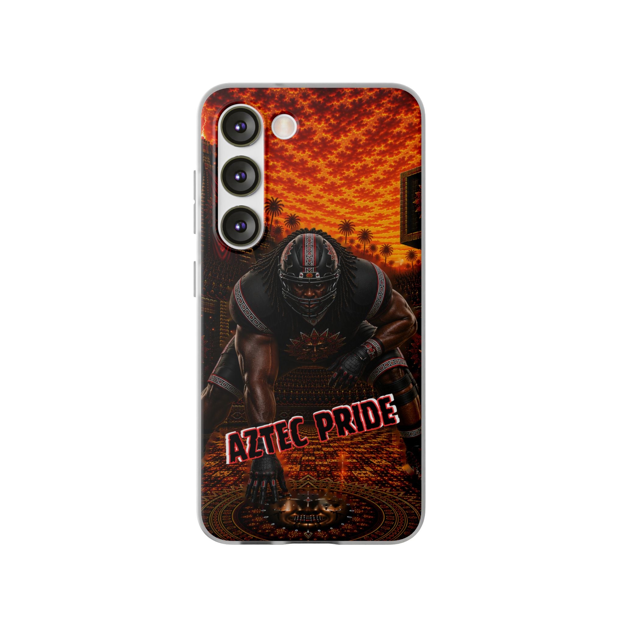 Aztec Football Warrior – Flexi Phone Case (iPhone & Samsung • Clear TPU • Made & Shipped in the USA • 🚚 FREE USA Shipping • Personalized Option)