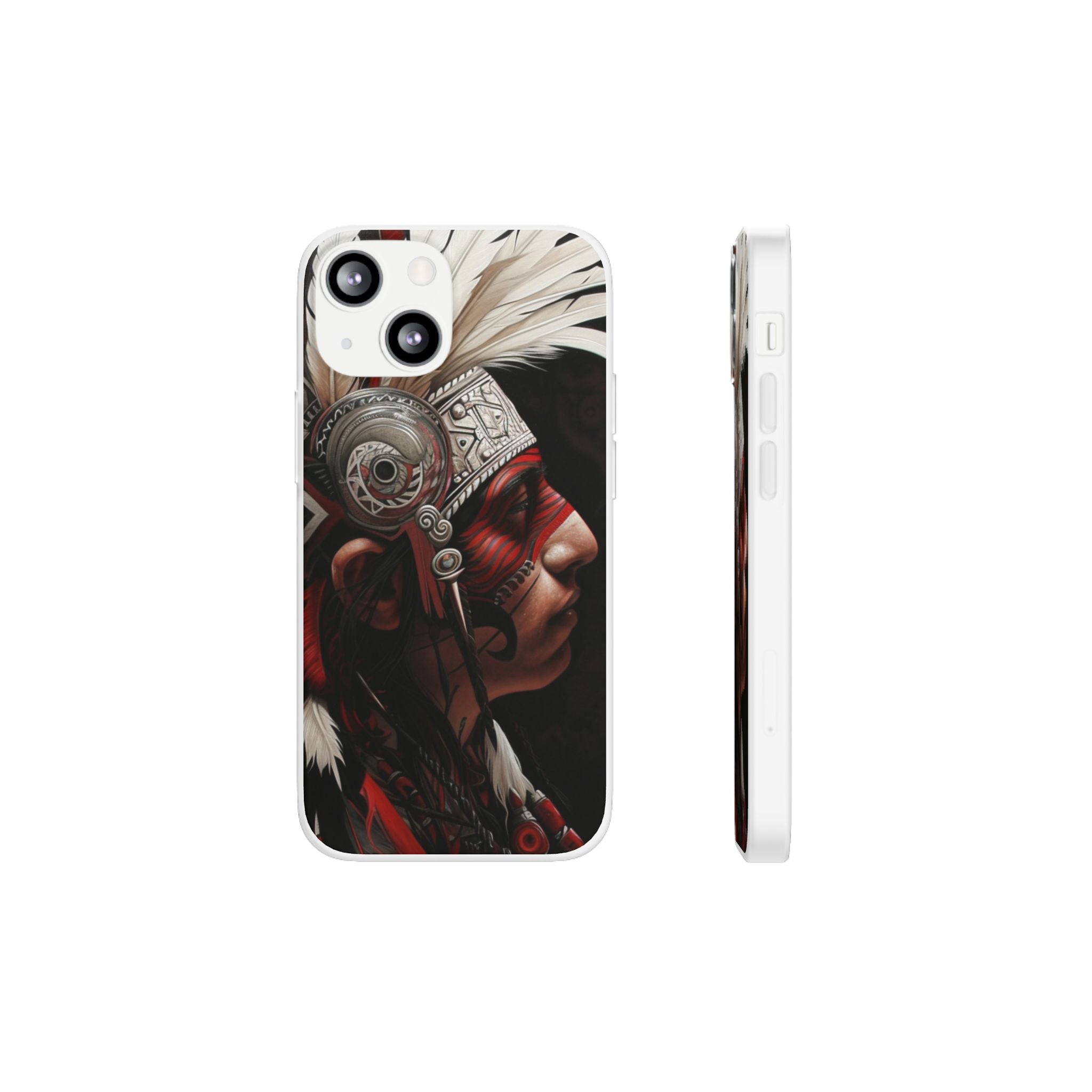 Aztec Warrior King – Flexi Phone Case (iPhone & Samsung • Clear TPU • Made in USA • Personalized Option)