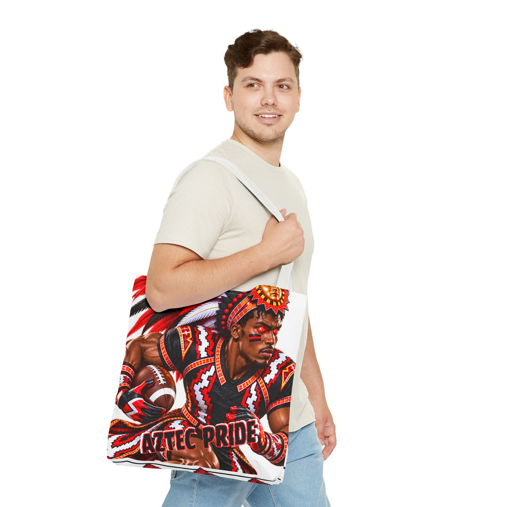 Aztec Football RB Warrior Tote Bag | Aztec-Inspired AI Art • Made & Shipped in the USA • 🚚 FREE USA Shipping • FREE Personalization