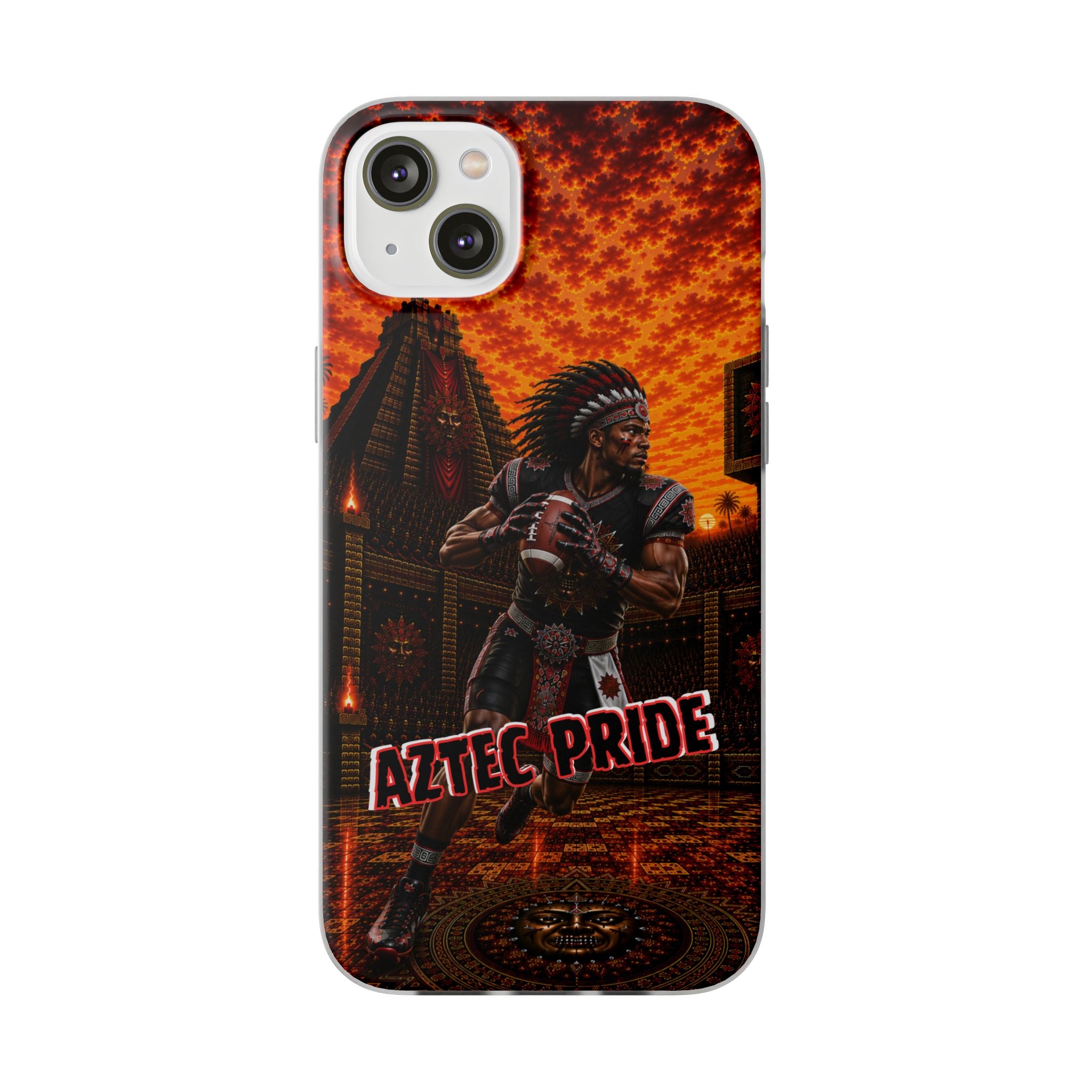Aztec Football Warrior – Flexi Phone Case (iPhone & Samsung • Clear TPU • Made & Shipped in the USA • 🚚 FREE USA Shipping • Personalized Option)