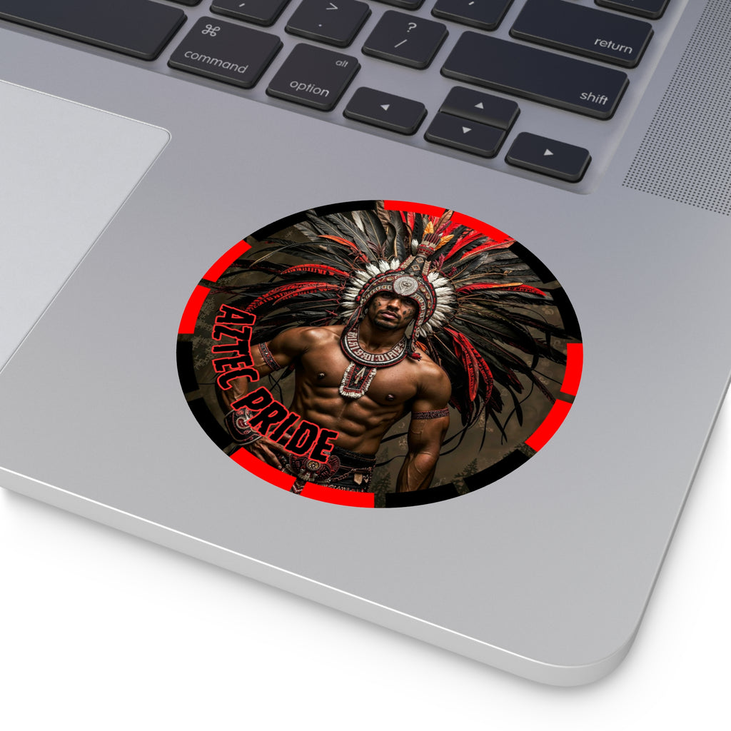 Aztec Warrior Eagle Round Vinyl Sticker – Waterproof Matte Decal (2”–6”)