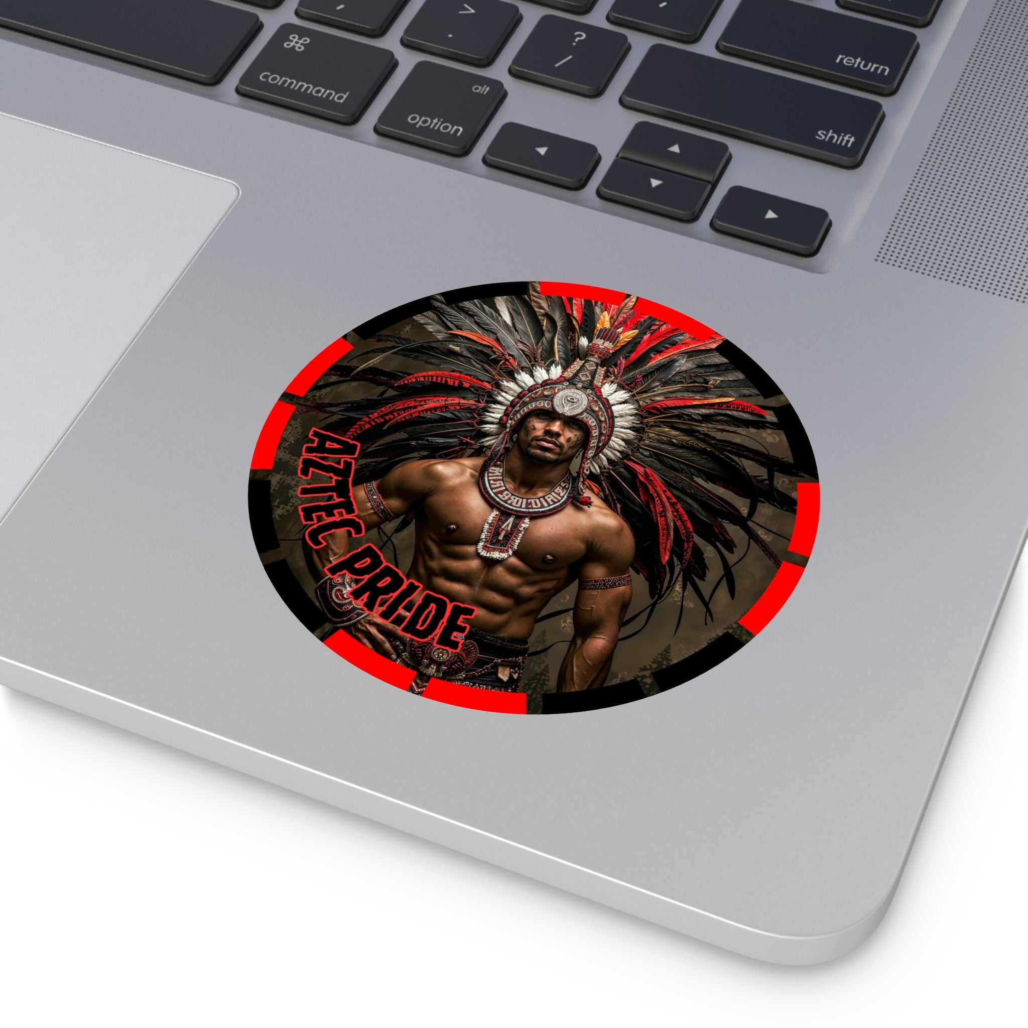 Aztec Warrior Eagle Round Vinyl Sticker – Waterproof Matte Decal (2”–6”)
