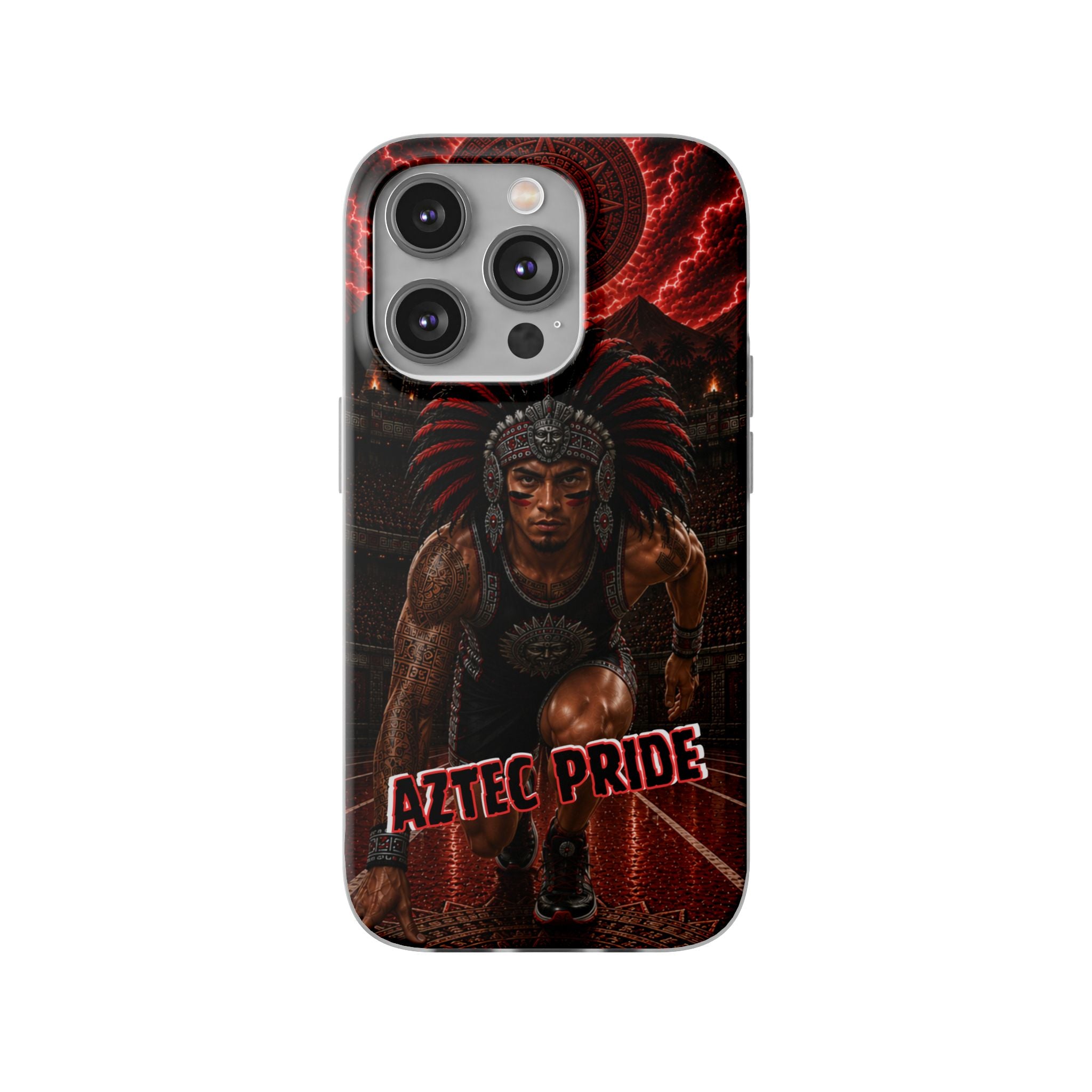 Aztec Track & Field Male Warrior – Flexi Phone Case (iPhone & Samsung • Clear TPU • Made & Shipped in the USA • 🚚 FREE USA Shipping • Personalized Option)