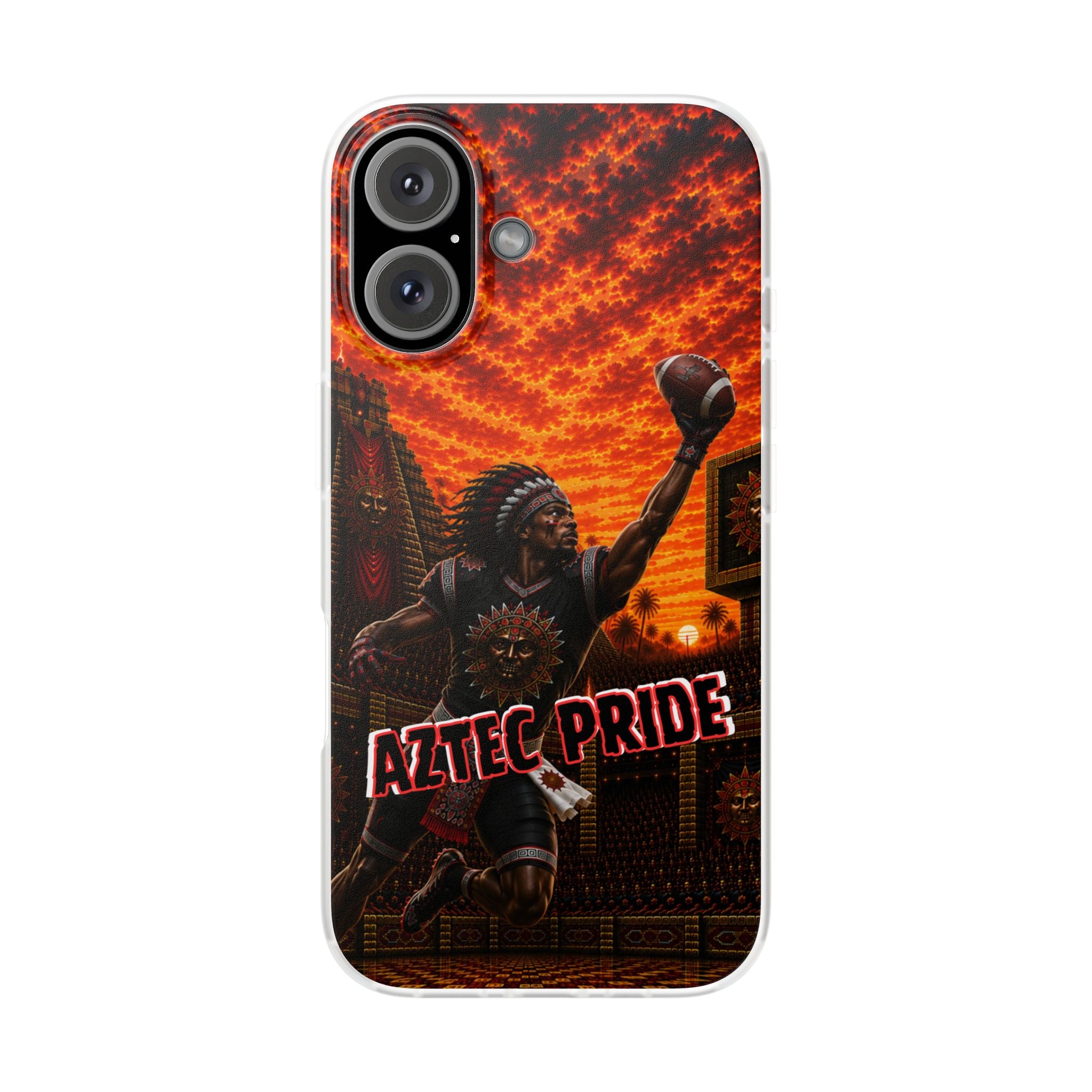 Aztec Football Warrior – Flexi Phone Case (iPhone & Samsung • Clear TPU • Made & Shipped in the USA • 🚚 FREE USA Shipping • Personalized Option)