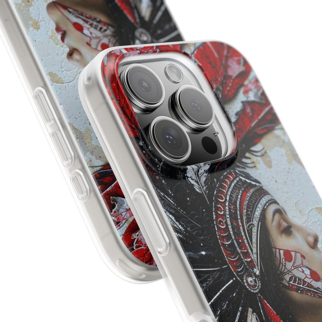 Aztec Silent Goddess – Flexi Phone Case (iPhone & Samsung • Clear TPU • Made in USA • Personalized Option)