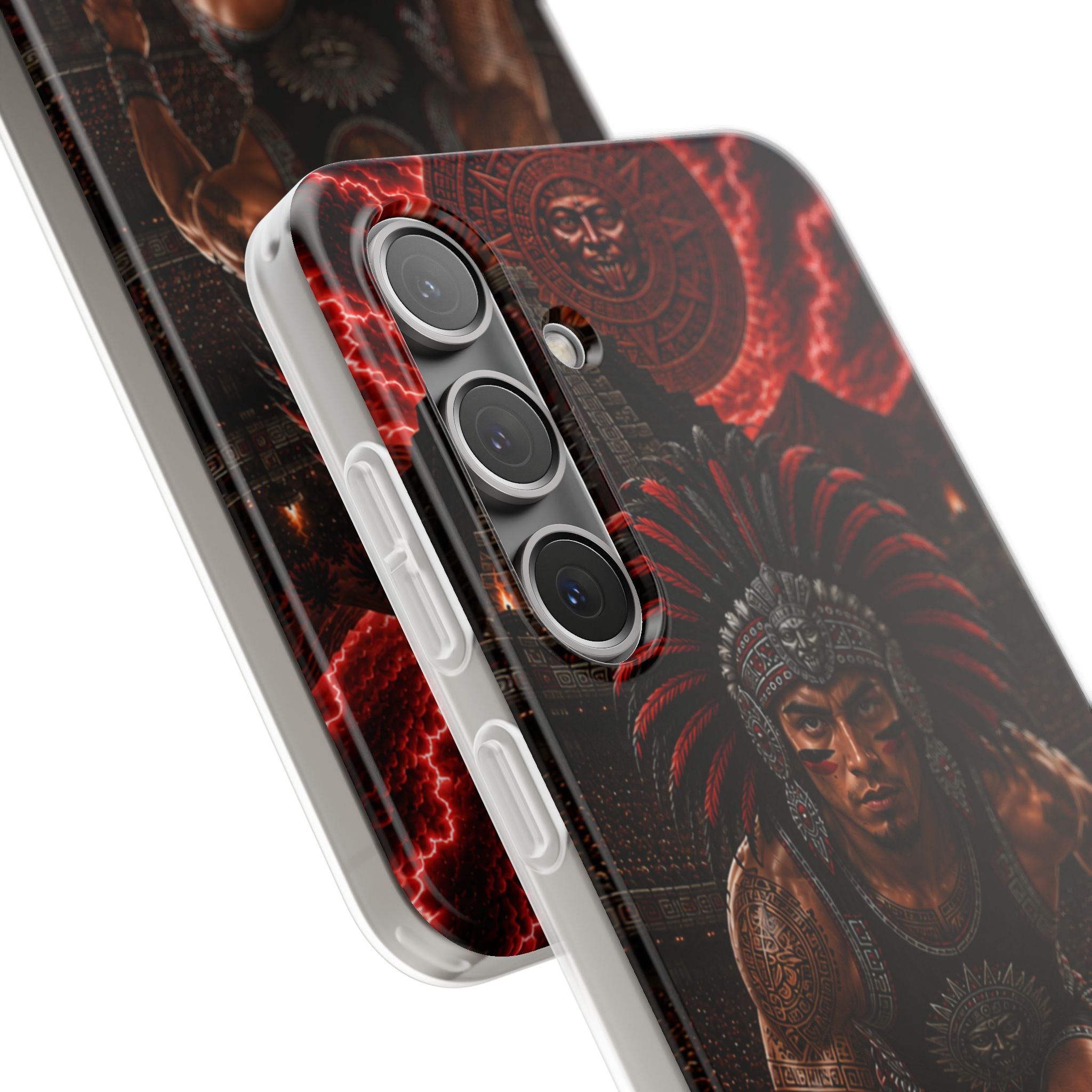 Aztec Track & Field Male Warrior – Flexi Phone Case (iPhone & Samsung • Clear TPU • Made & Shipped in the USA • 🚚 FREE USA Shipping • Personalized Option)