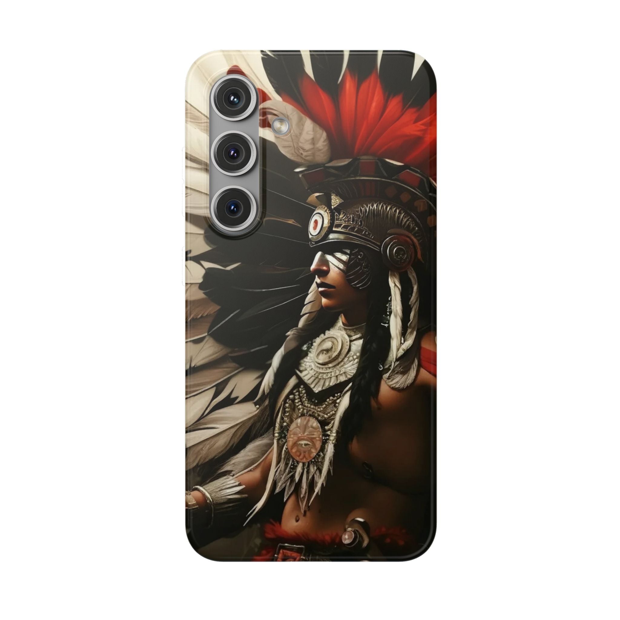 Aztec Fierce Warrior – Flexi Phone Case (iPhone & Samsung • Clear TPU • Made in USA • Personalized Option)