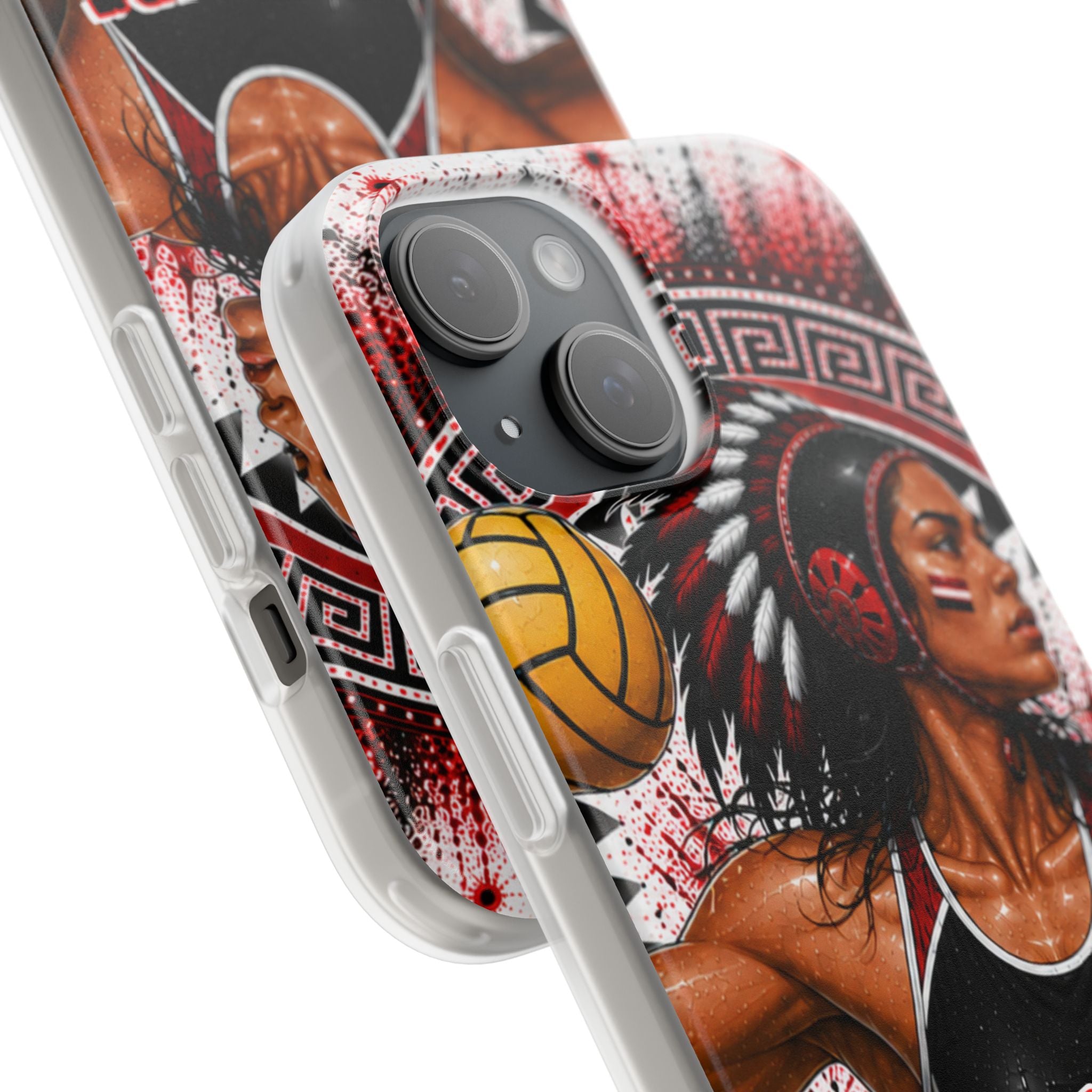 Aztec Water Polo Warrior – Flexi Phone Case (iPhone & Samsung • Clear TPU • Made in USA • Personalized Option)