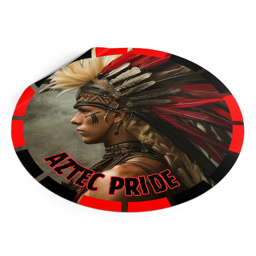 Aztec Storm Warrior Round Vinyl Sticker – Waterproof Matte Decal (2”–6”)