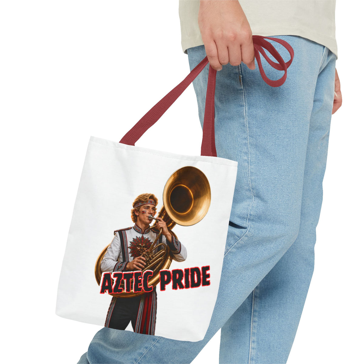 Aztec Band Warrior Tote Bag | Aztec-Inspired AI Art • Made & Shipped in the USA • 🚚 FREE USA Shipping • FREE Personalization