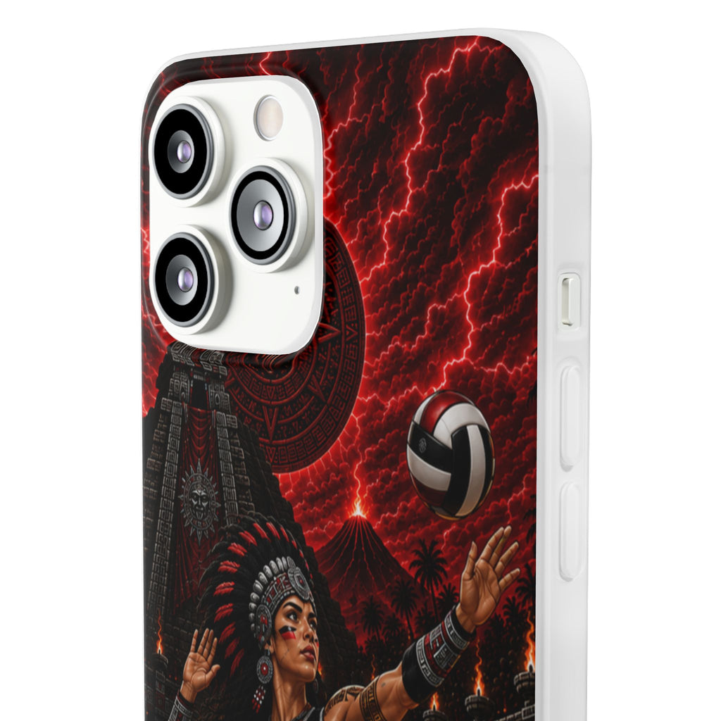 Aztec Volleyball Warrior – Flexi Phone Case (iPhone & Samsung • Clear TPU • Made & Shipped in the USA • 🚚 FREE USA Shipping • Personalized Option)