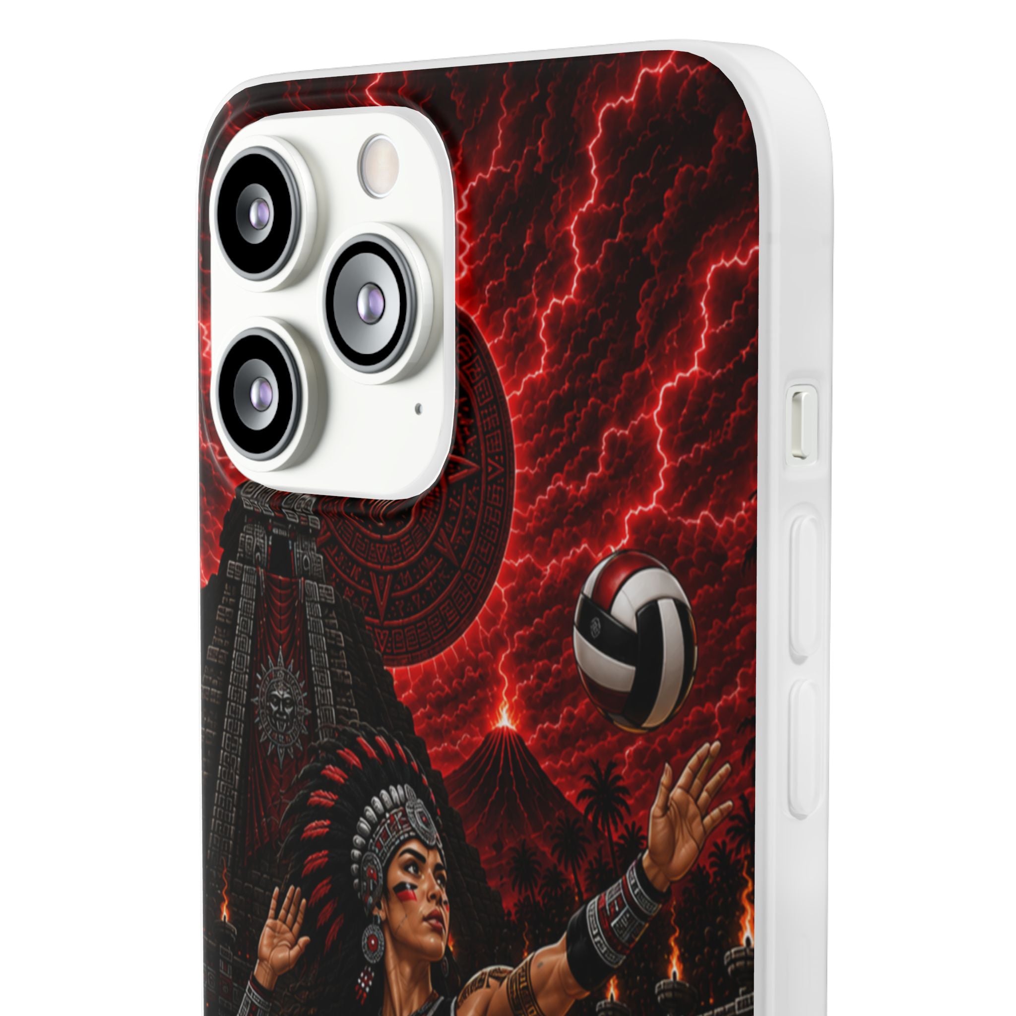 Aztec Volleyball Warrior – Flexi Phone Case (iPhone & Samsung • Clear TPU • Made & Shipped in the USA • 🚚 FREE USA Shipping • Personalized Option)