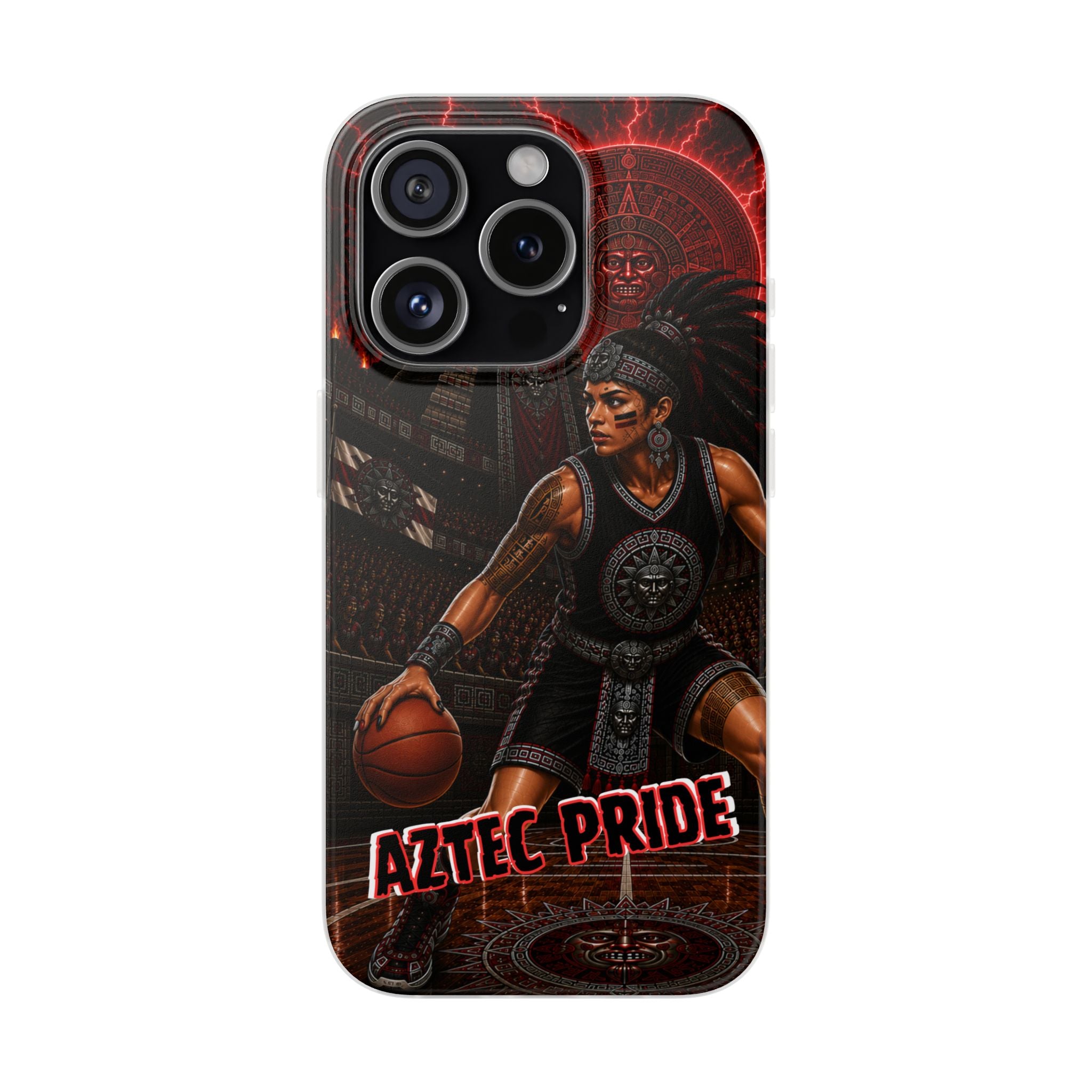 Aztec Basketball Female Warrior – Flexi Phone Case (iPhone & Samsung • Clear TPU • Made & Shipped in the USA • 🚚 FREE USA Shipping • Personalized Option)