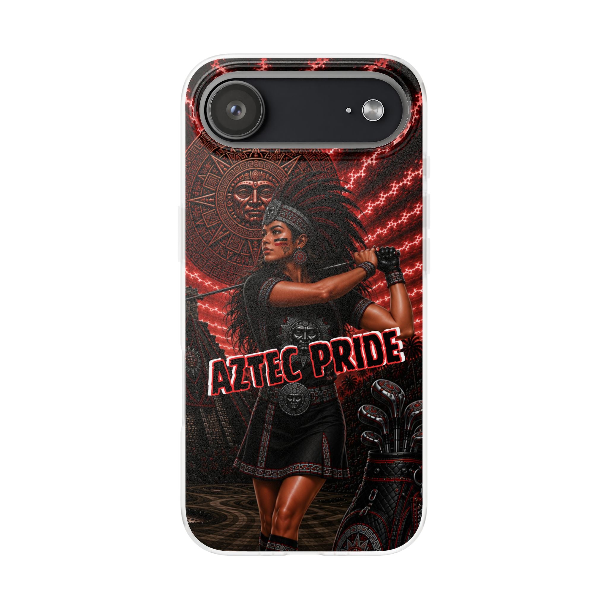 Aztec Golf Female Warrior – Flexi Phone Case (iPhone & Samsung • Clear TPU • Made & Shipped in the USA • 🚚 FREE USA Shipping • Personalized Option)
