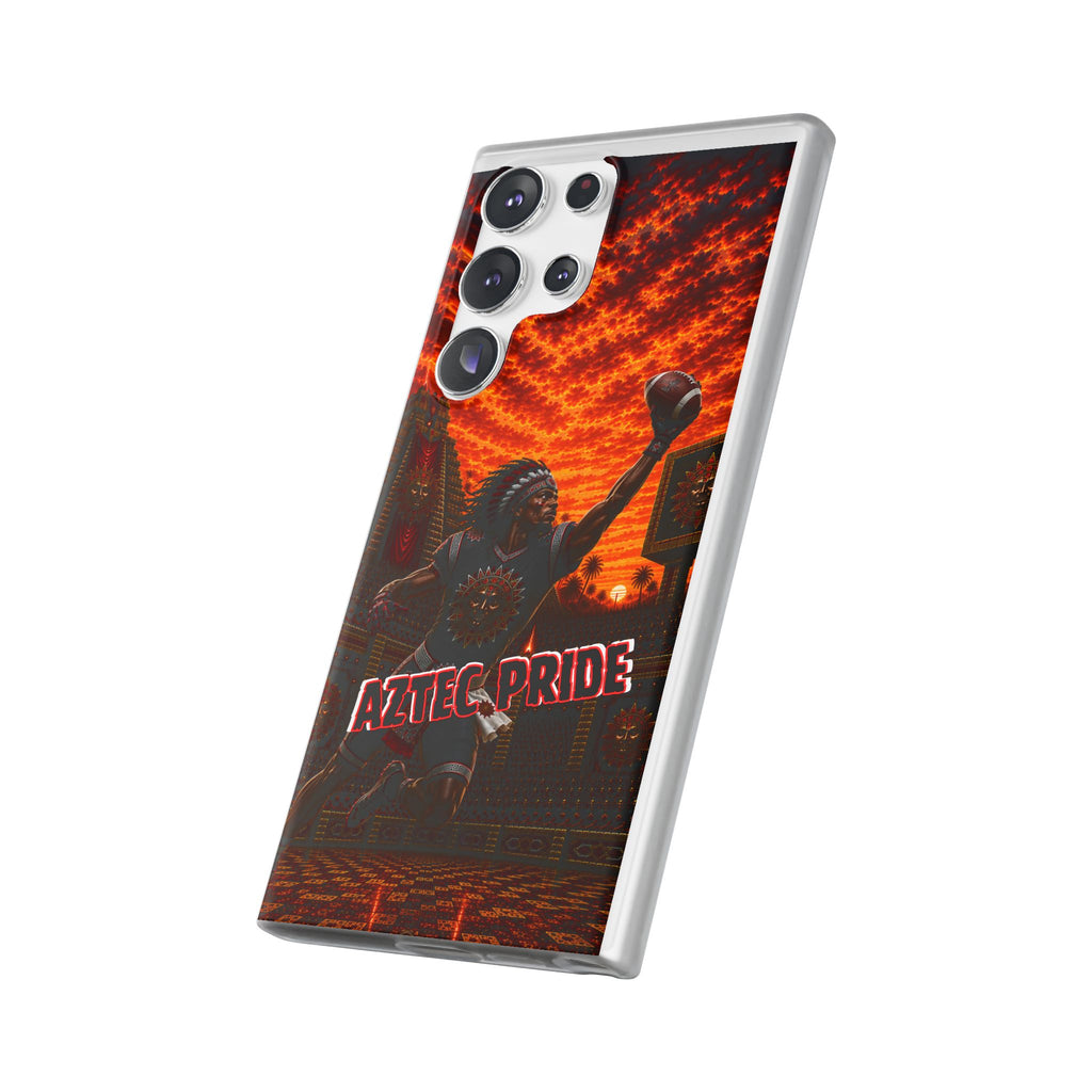 Aztec Football Warrior – Flexi Phone Case (iPhone & Samsung • Clear TPU • Made & Shipped in the USA • 🚚 FREE USA Shipping • Personalized Option)