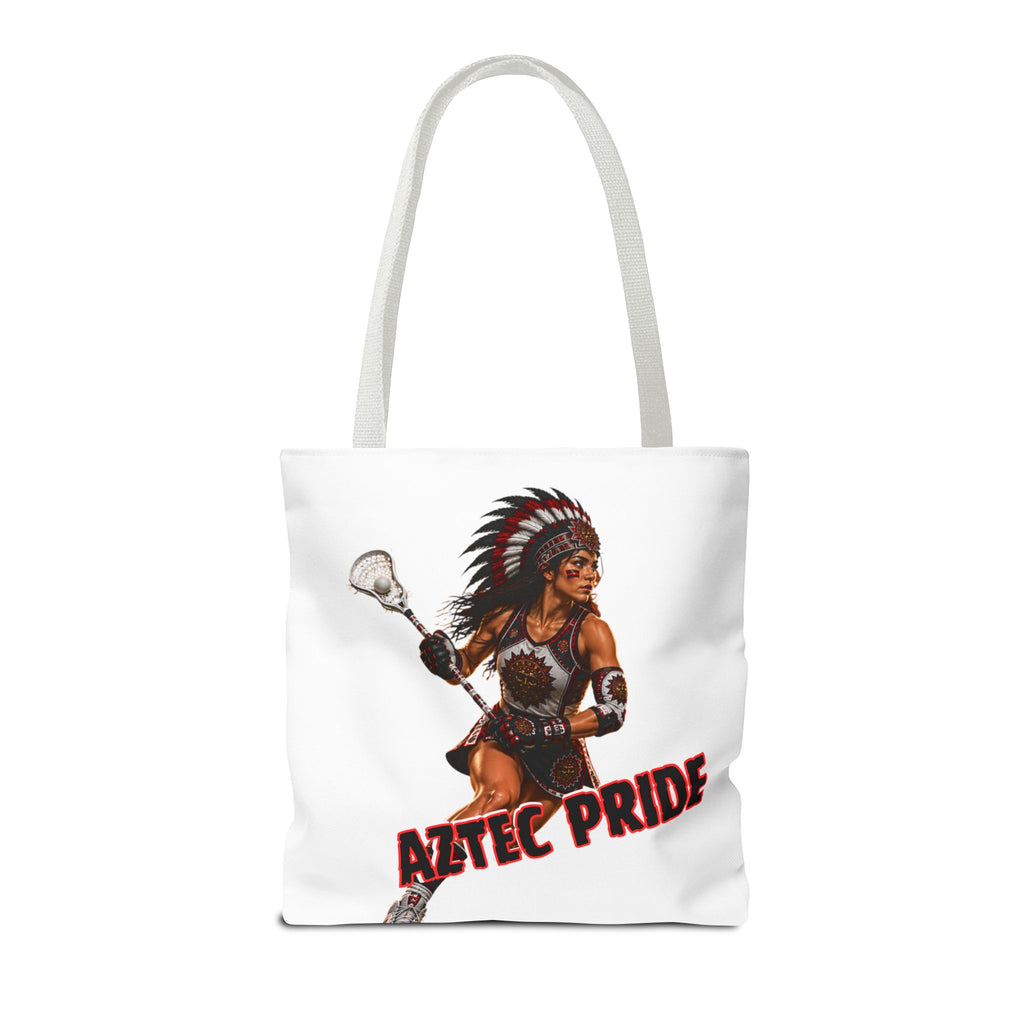 Aztec Lacrosse Female Warrior Tote Bag | Aztec-Inspired AI Art • Made & Shipped in the USA • 🚚 FREE USA Shipping • FREE Personalization