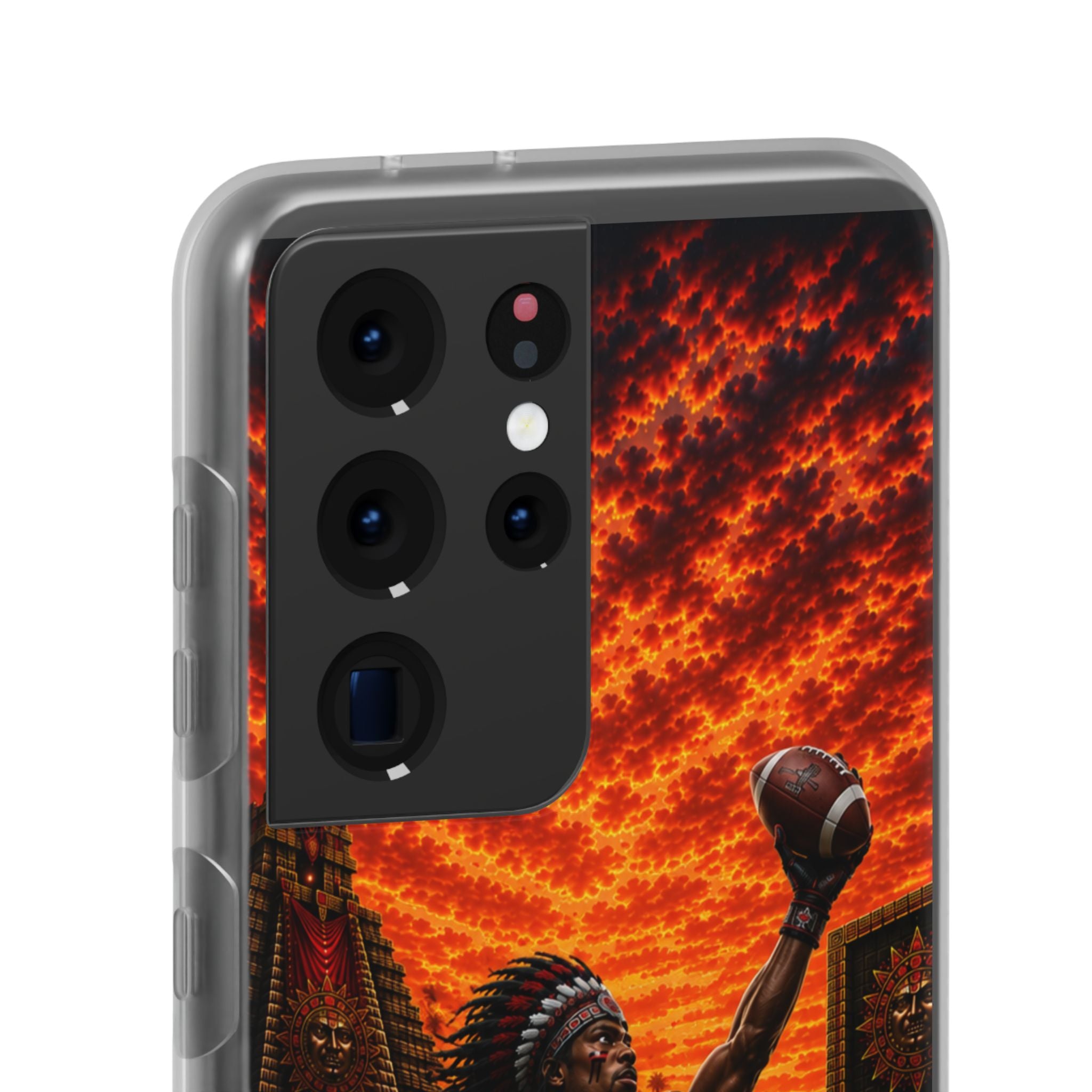 Aztec Football Warrior – Flexi Phone Case (iPhone & Samsung • Clear TPU • Made & Shipped in the USA • 🚚 FREE USA Shipping • Personalized Option)